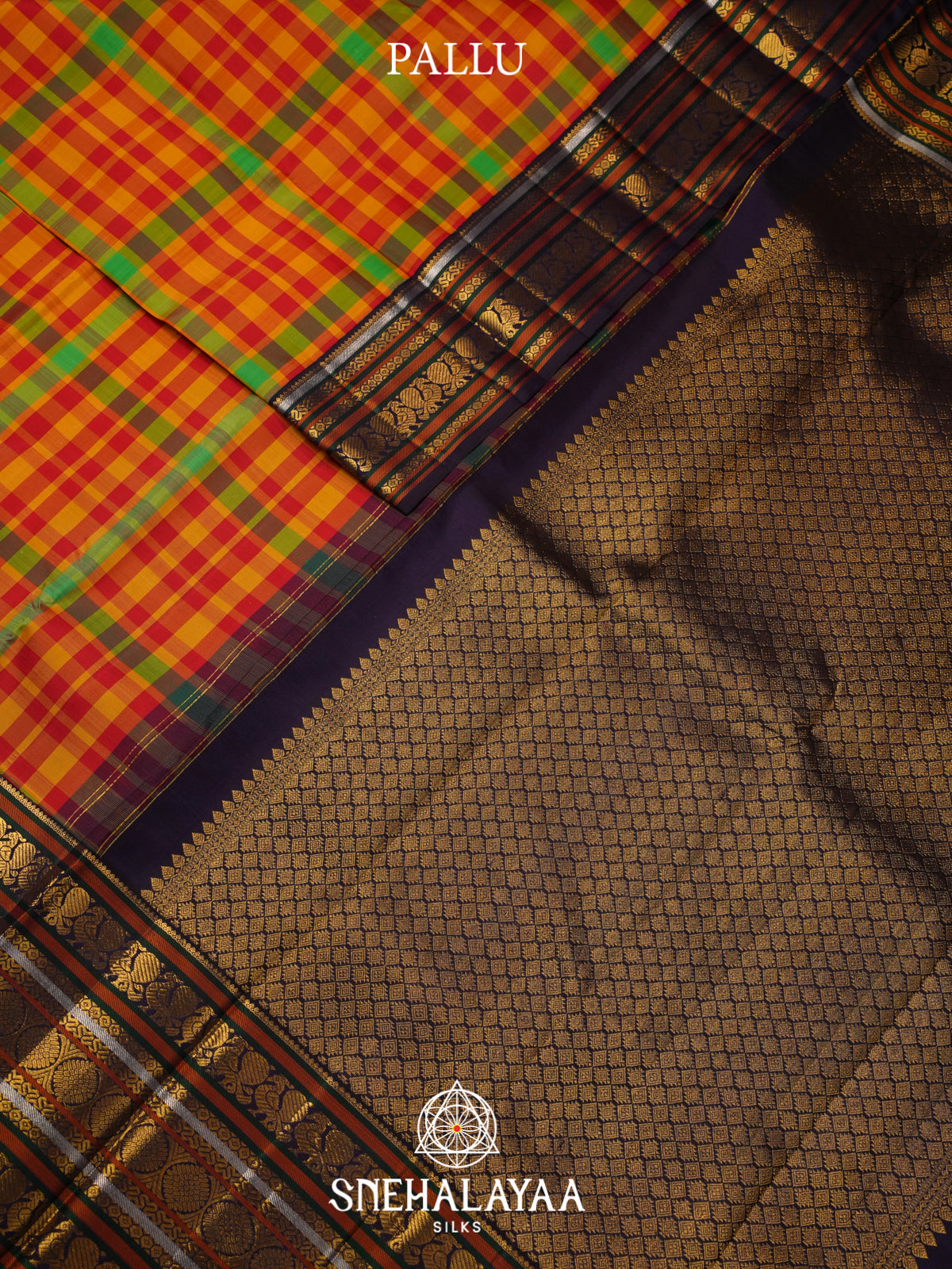 Multicolour Checks Kanjivaram Silk Saree