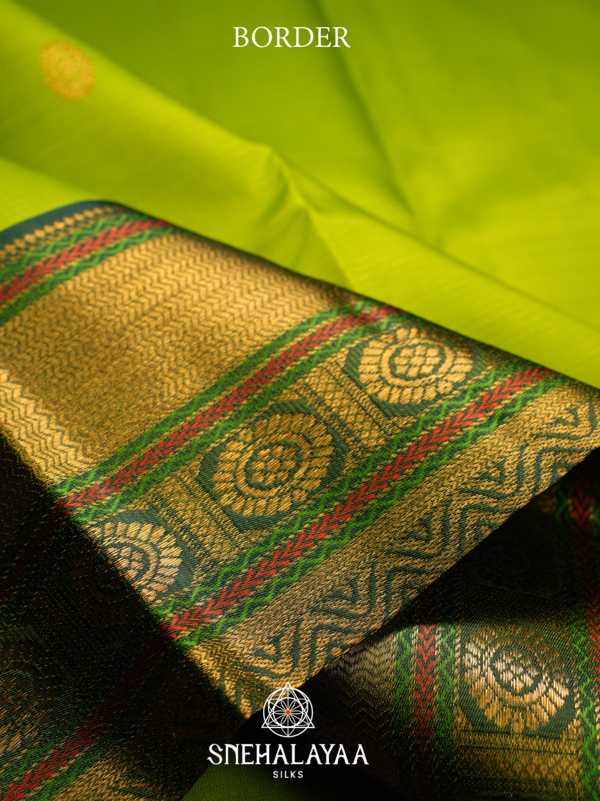 Lime Green Kanjivaram Silk Saree