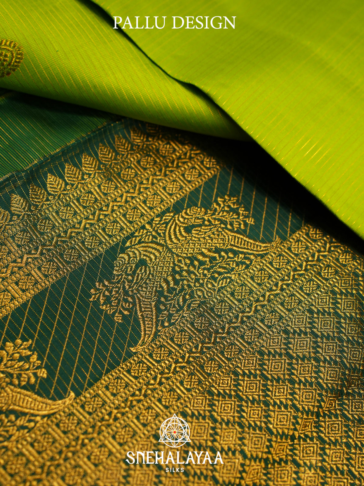 Lime Green Kanjivaram Silk Saree