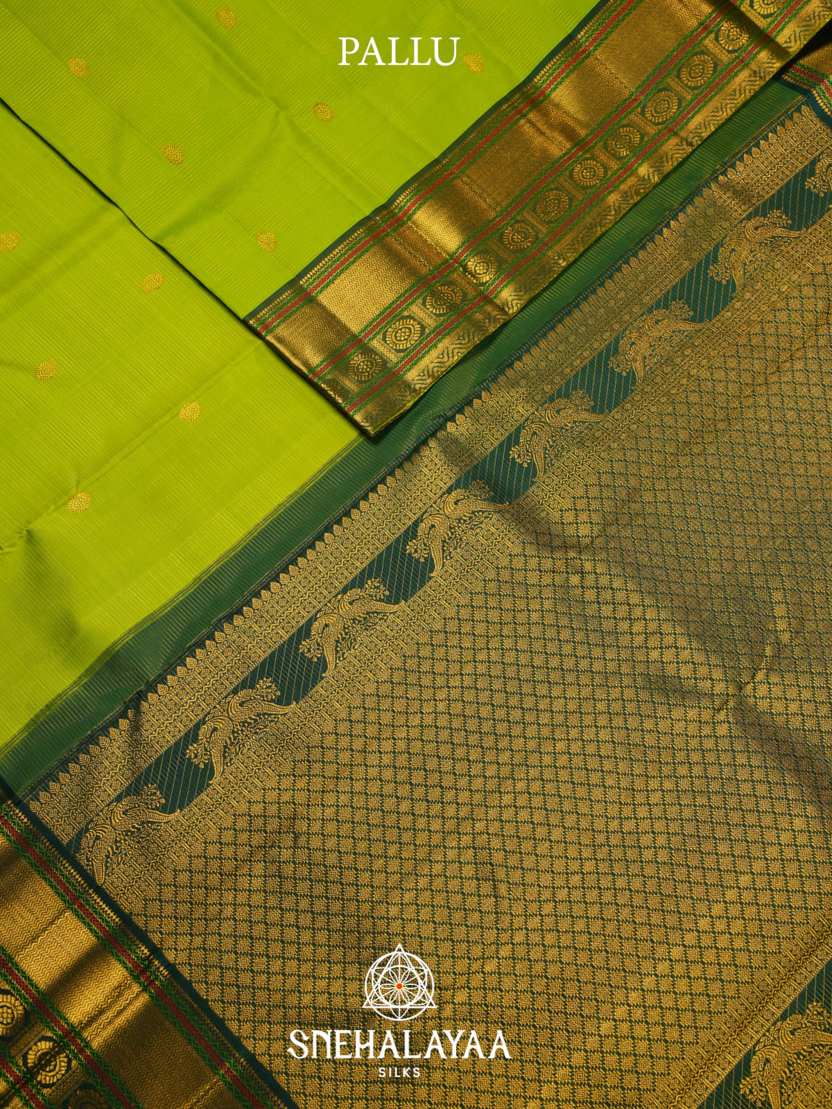 Lime Green Kanjivaram Silk Saree