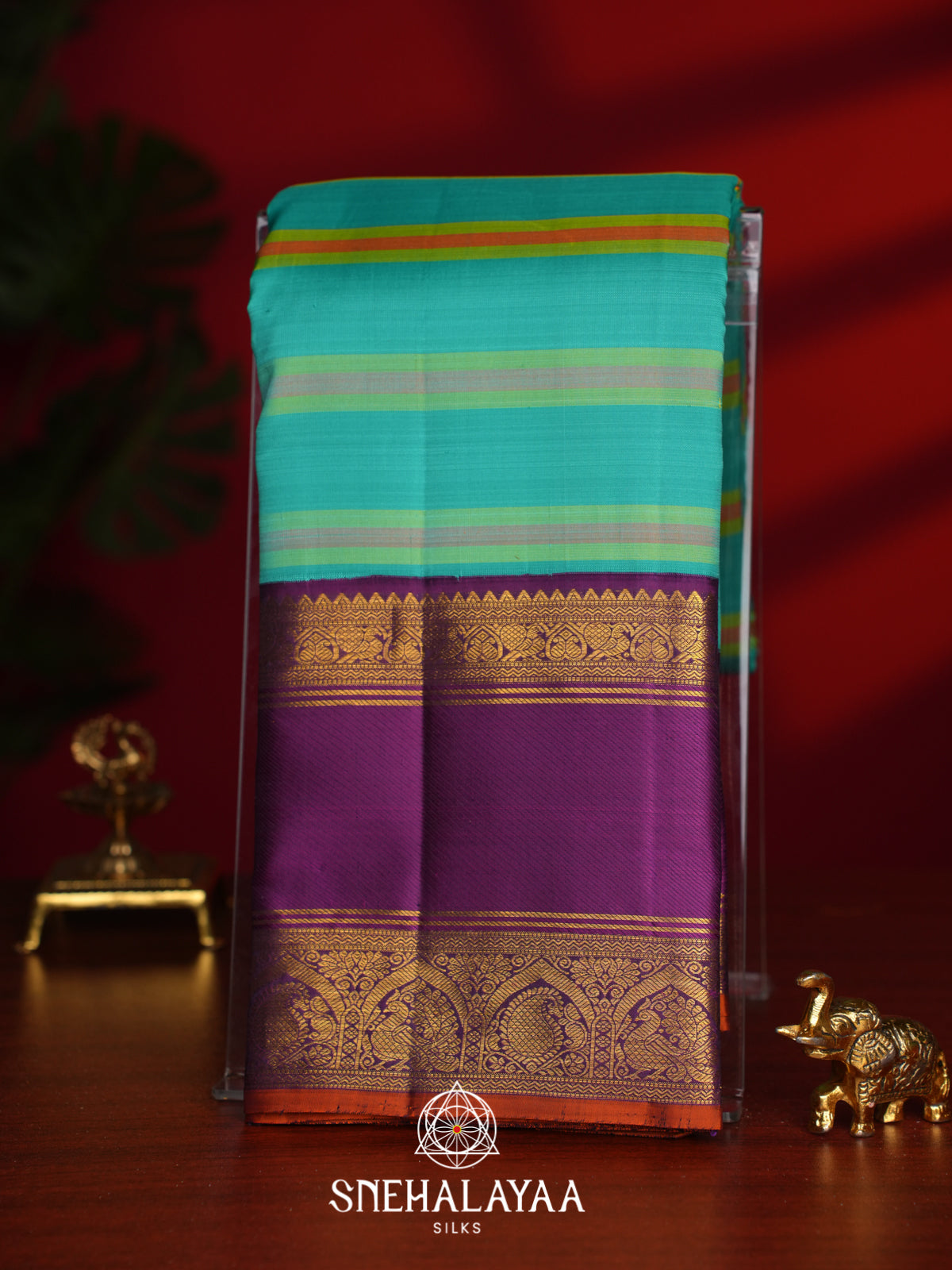 Teal Green Kanjivaram Silk Saree