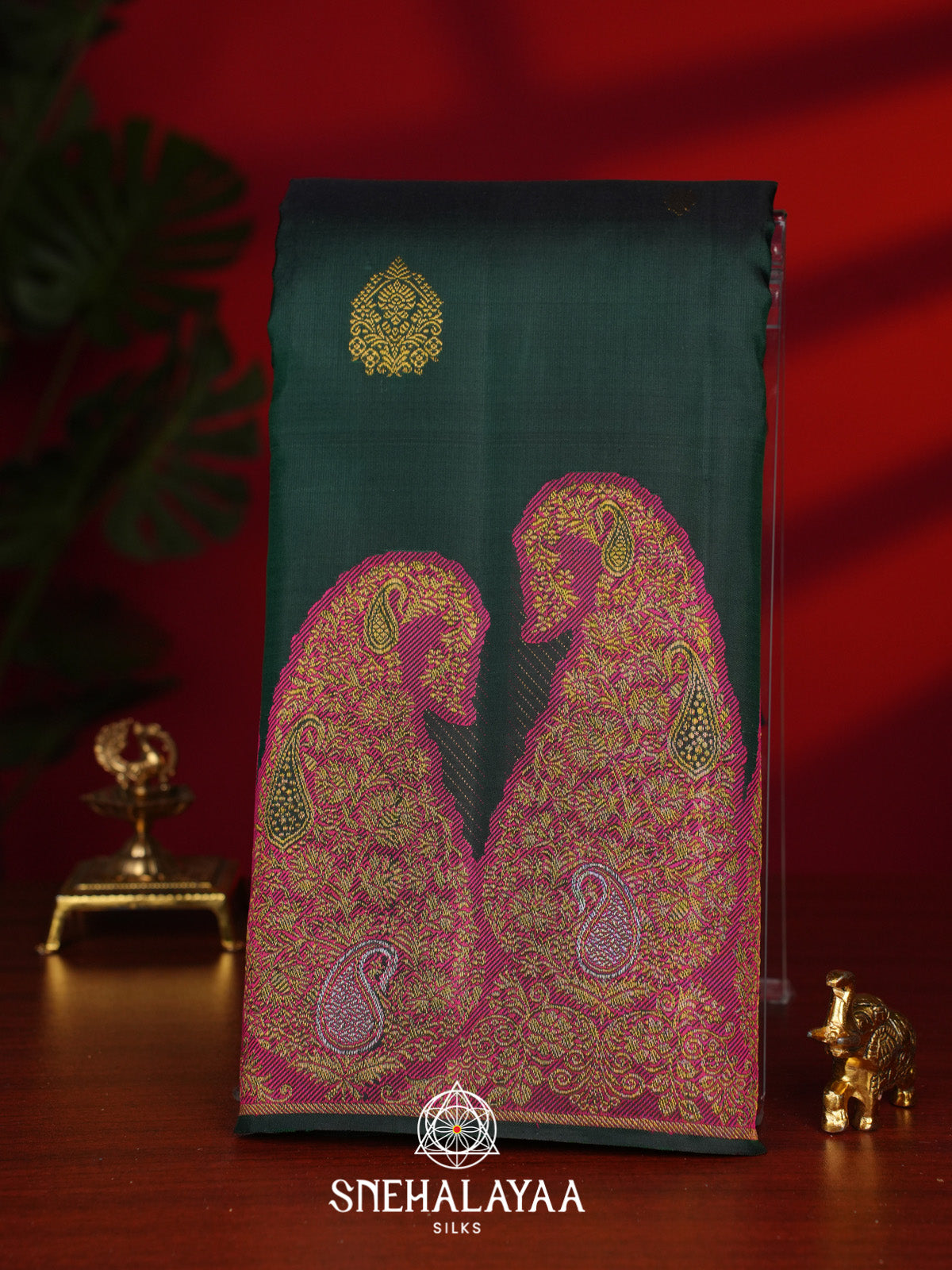 Forest Green Kanjivaram Silk Saree