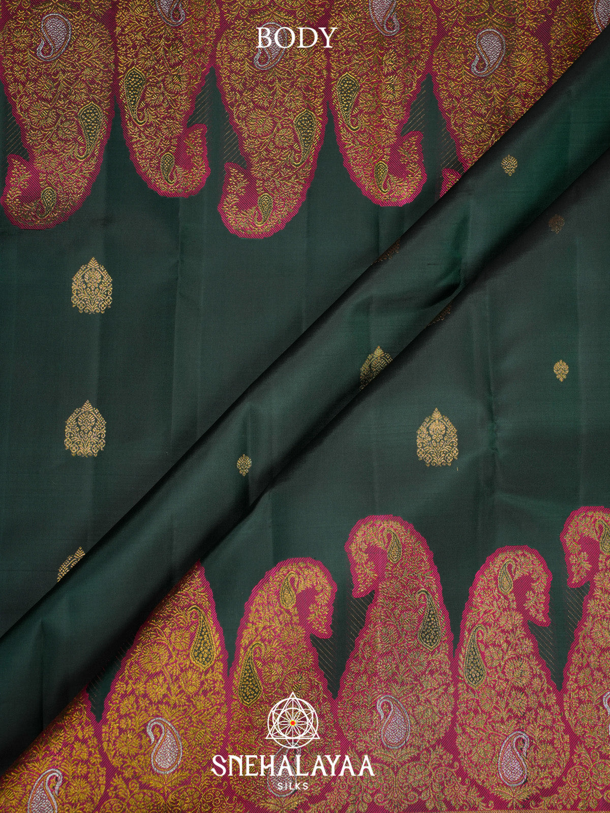 Forest Green Kanjivaram Silk Saree