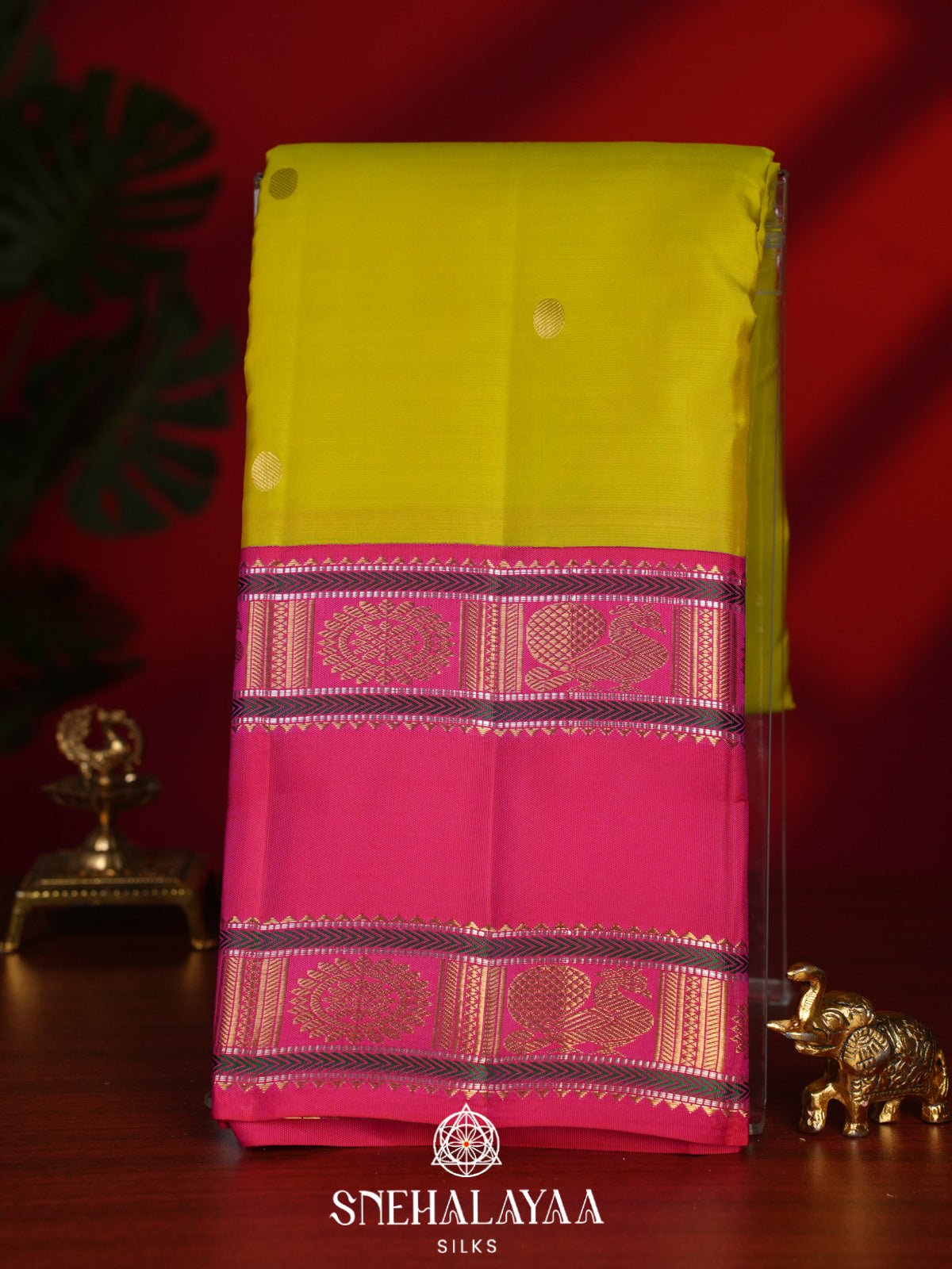 Lime Yellow Kanjivaram Silk Saree