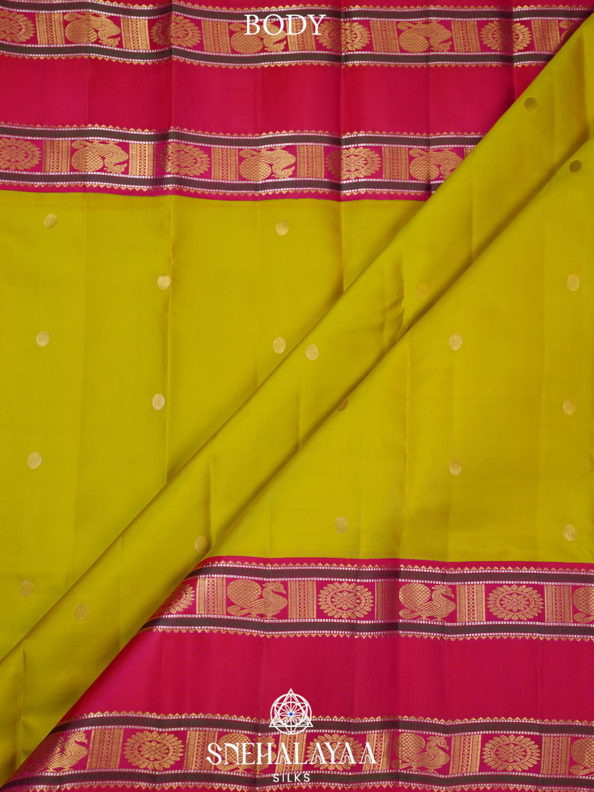 Lime Yellow Kanjivaram Silk Saree