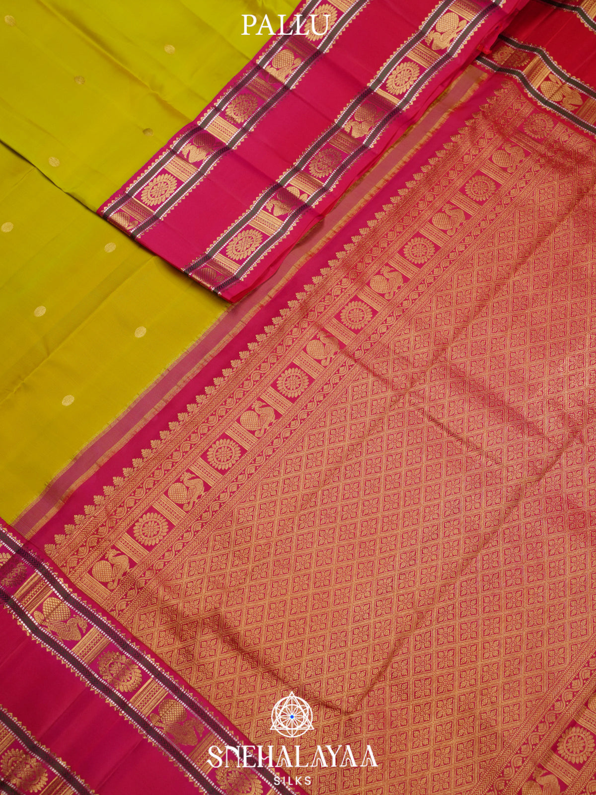 Lime Yellow Kanjivaram Silk Saree