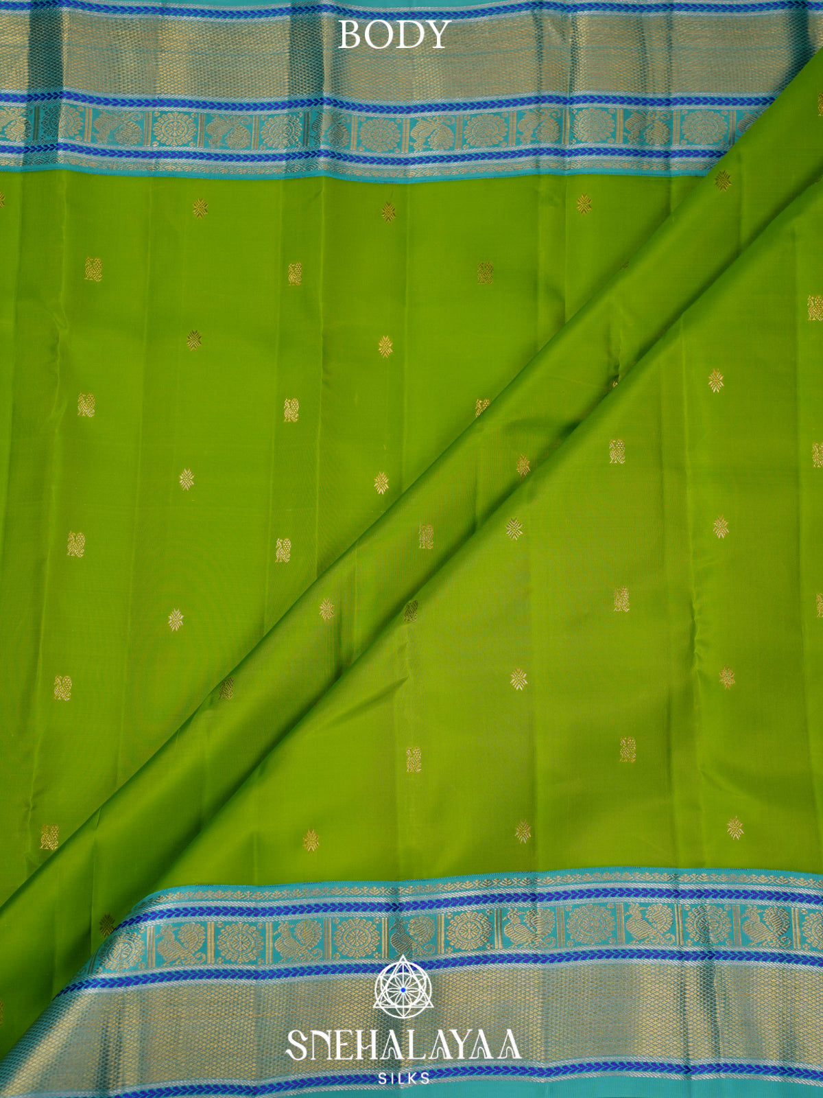 Lime Green Kanjivaram Silk Saree
