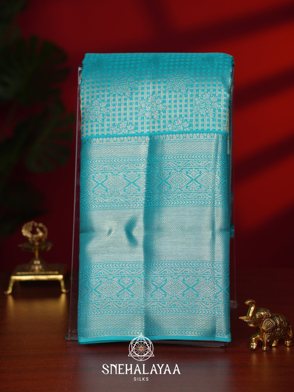 Aqua Blue Kanjivaram Silk Saree