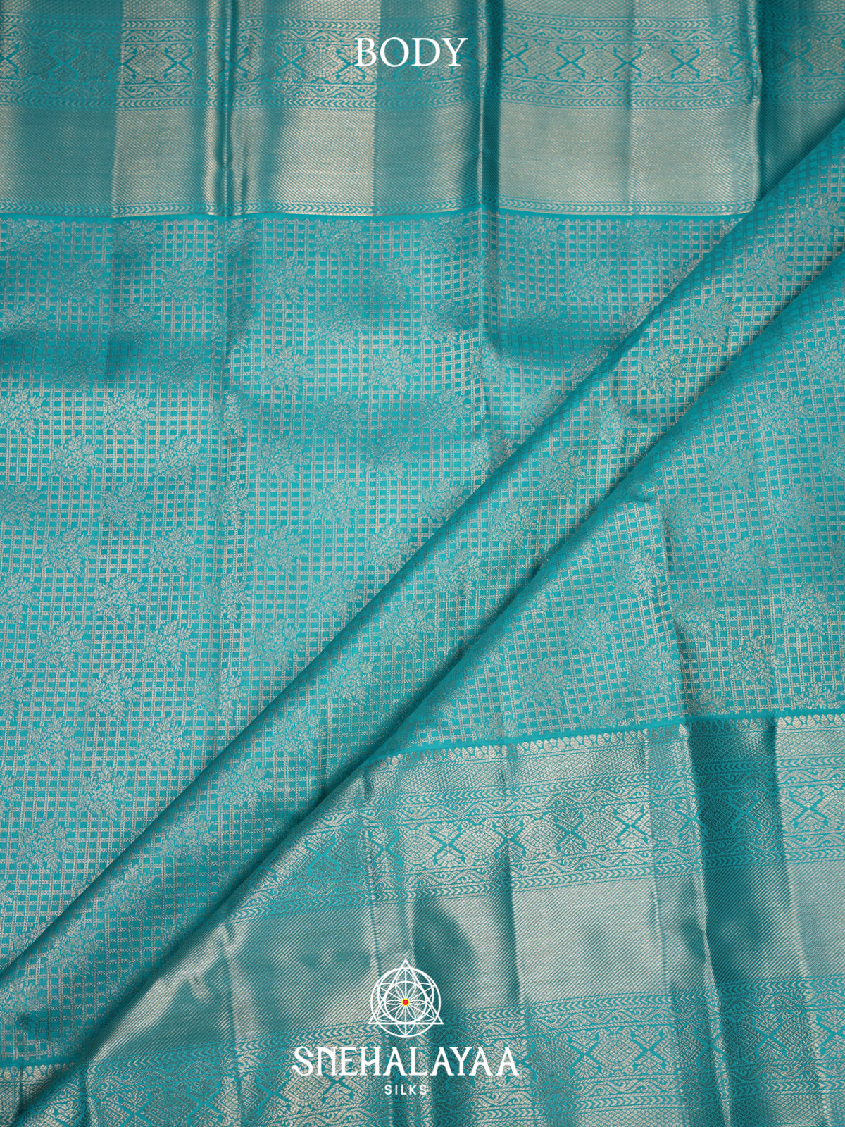 Aqua Blue Kanjivaram Silk Saree