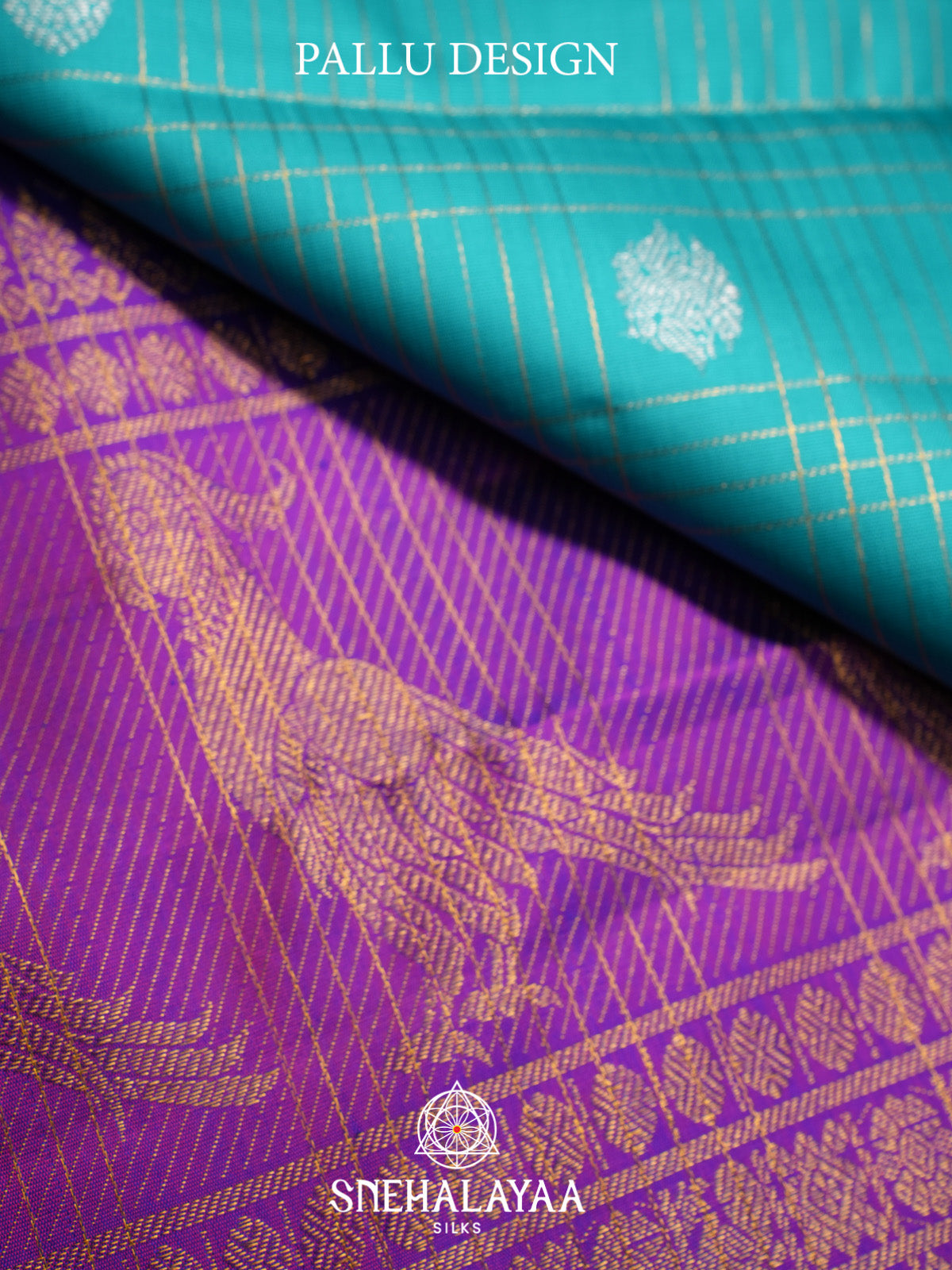 Aqua Blue Kanjivaram Silk Saree