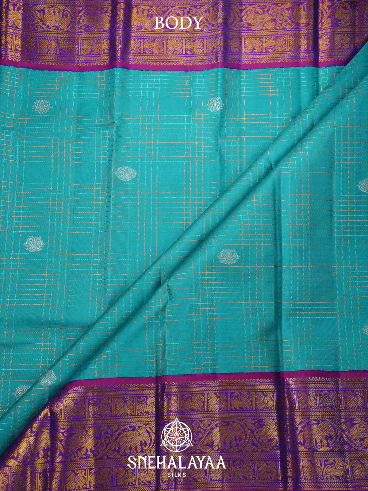 Aqua Blue Kanjivaram Silk Saree