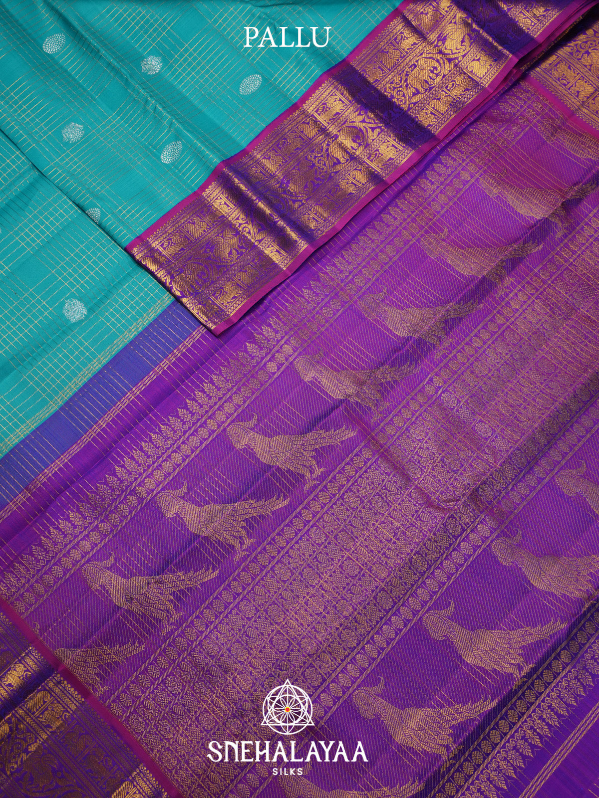 Aqua Blue Kanjivaram Silk Saree