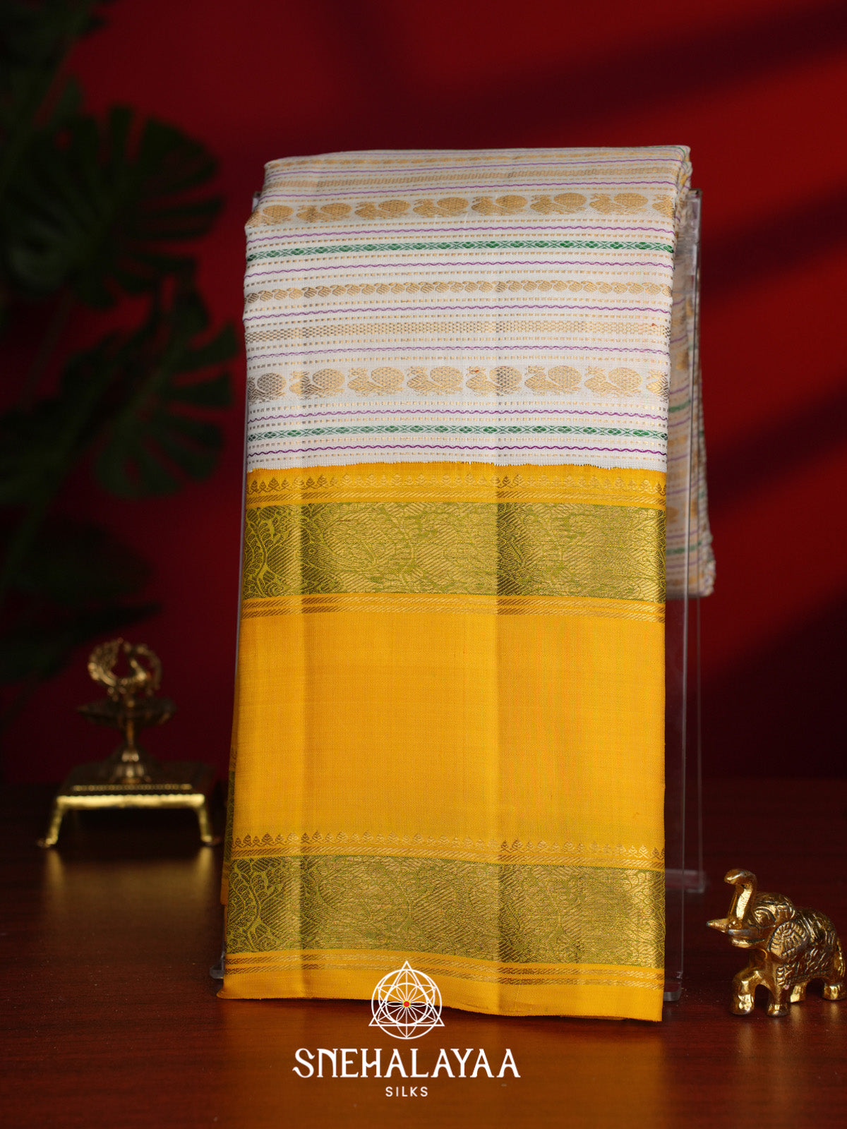 Cream Kanjivaram Silk Saree