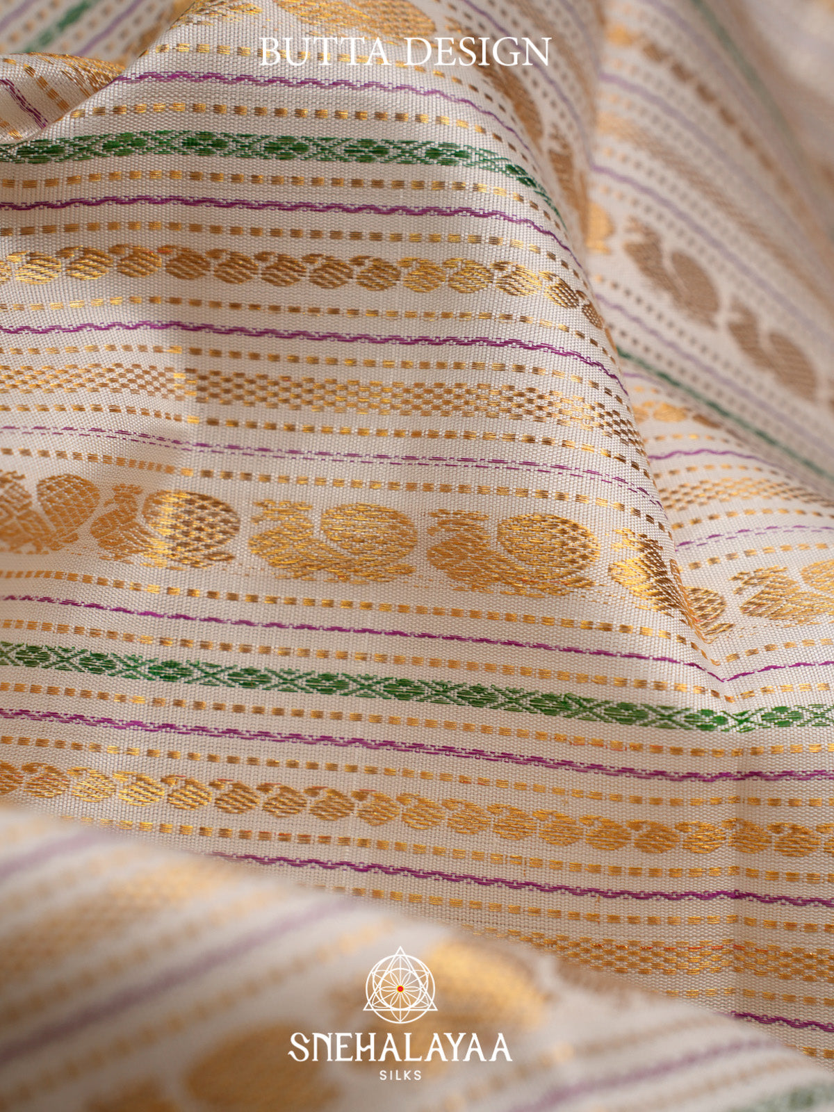 Cream Kanjivaram Silk Saree