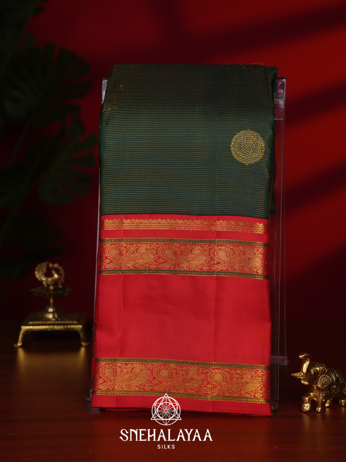 Forest Green Kanjivaram Silk Saree