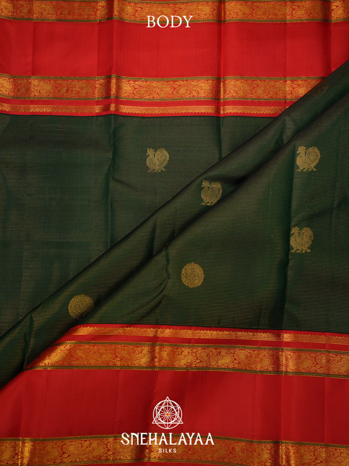 Forest Green Kanjivaram Silk Saree