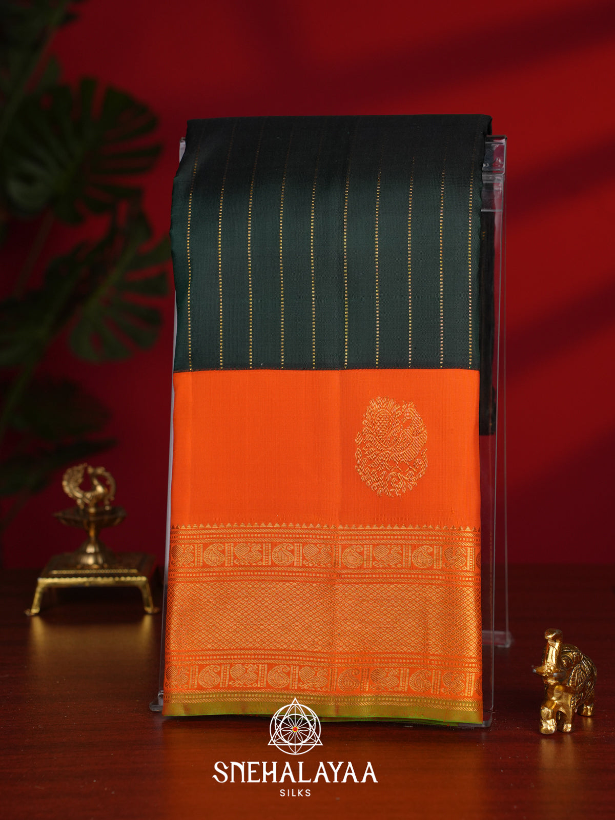 Forest Green Kanjivaram Silk Saree