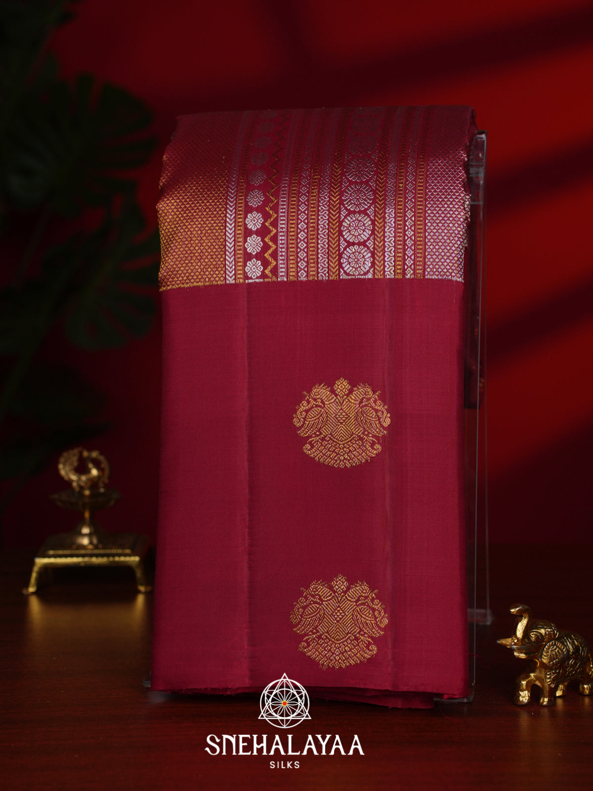 Maroon Kanjivaram Silk Saree