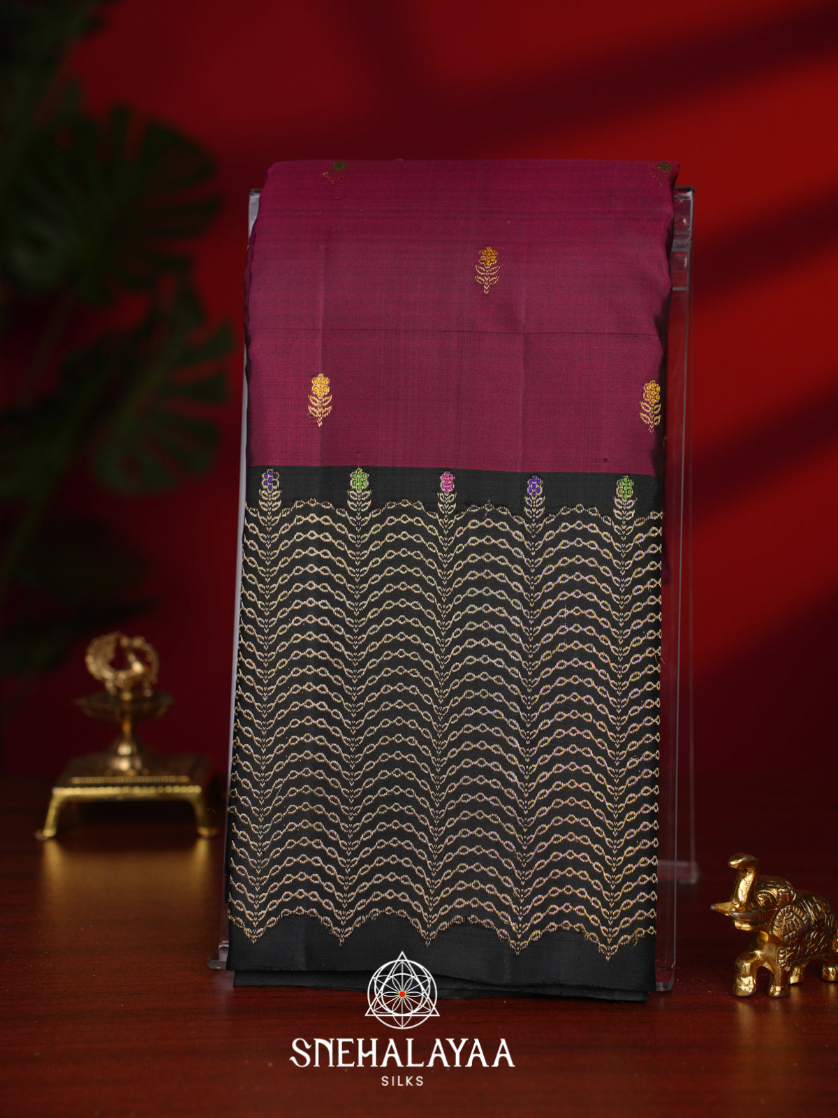 Wine Red Kanjivaram Silk Saree