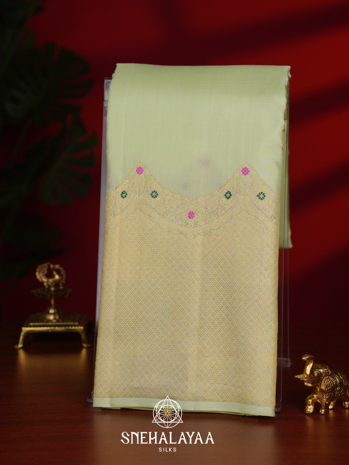 Pista Green Kanjivaram Silk Saree