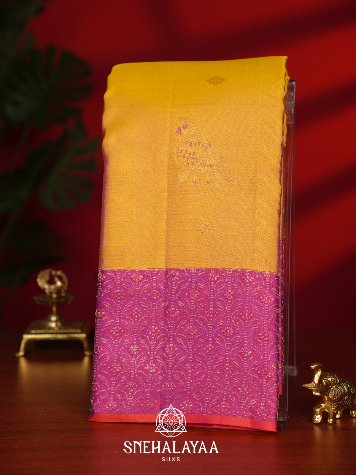 Golden Kanjivaram Silk Saree