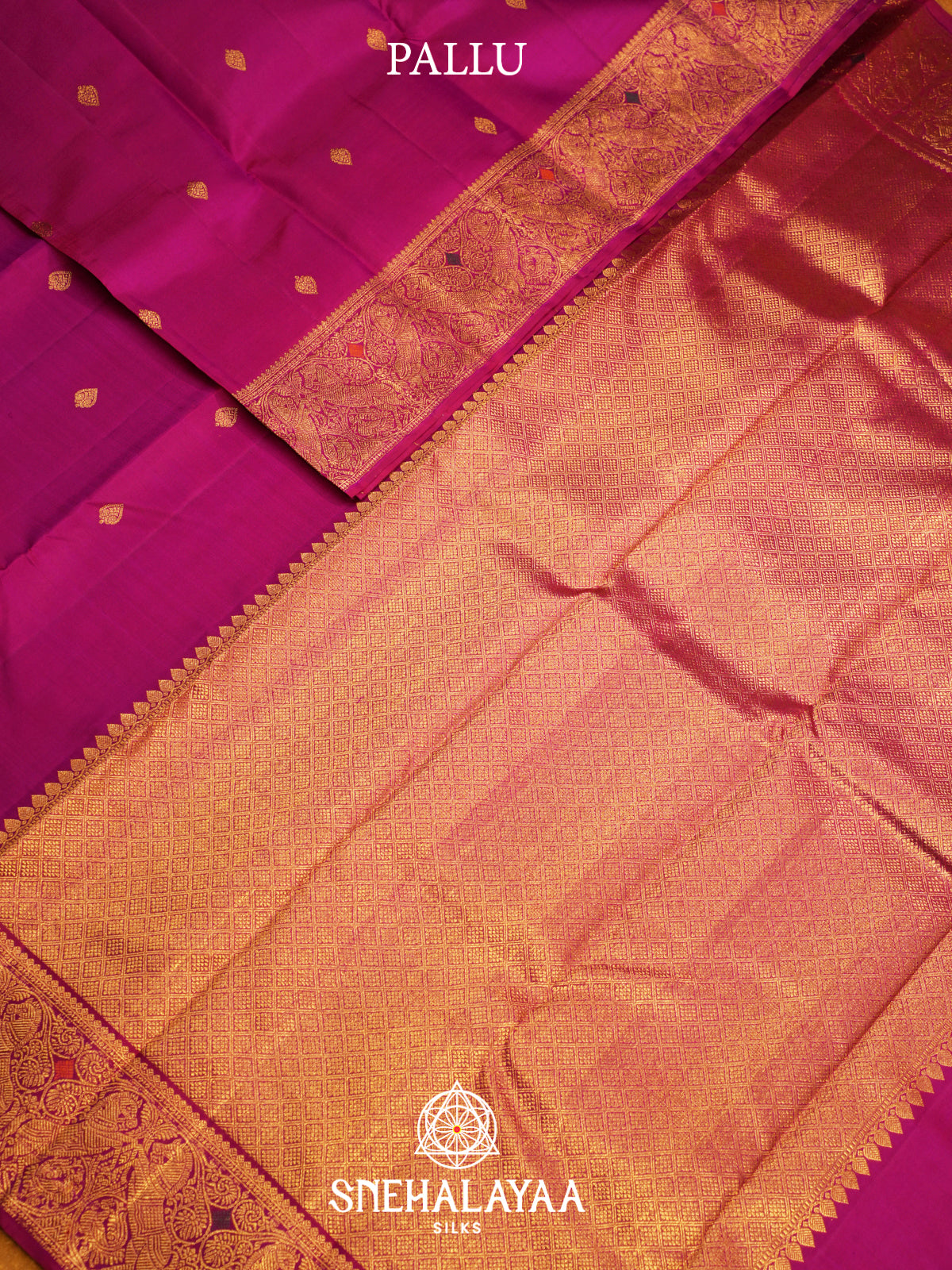 Mulberry Pink Kanjivaram Silk Saree
