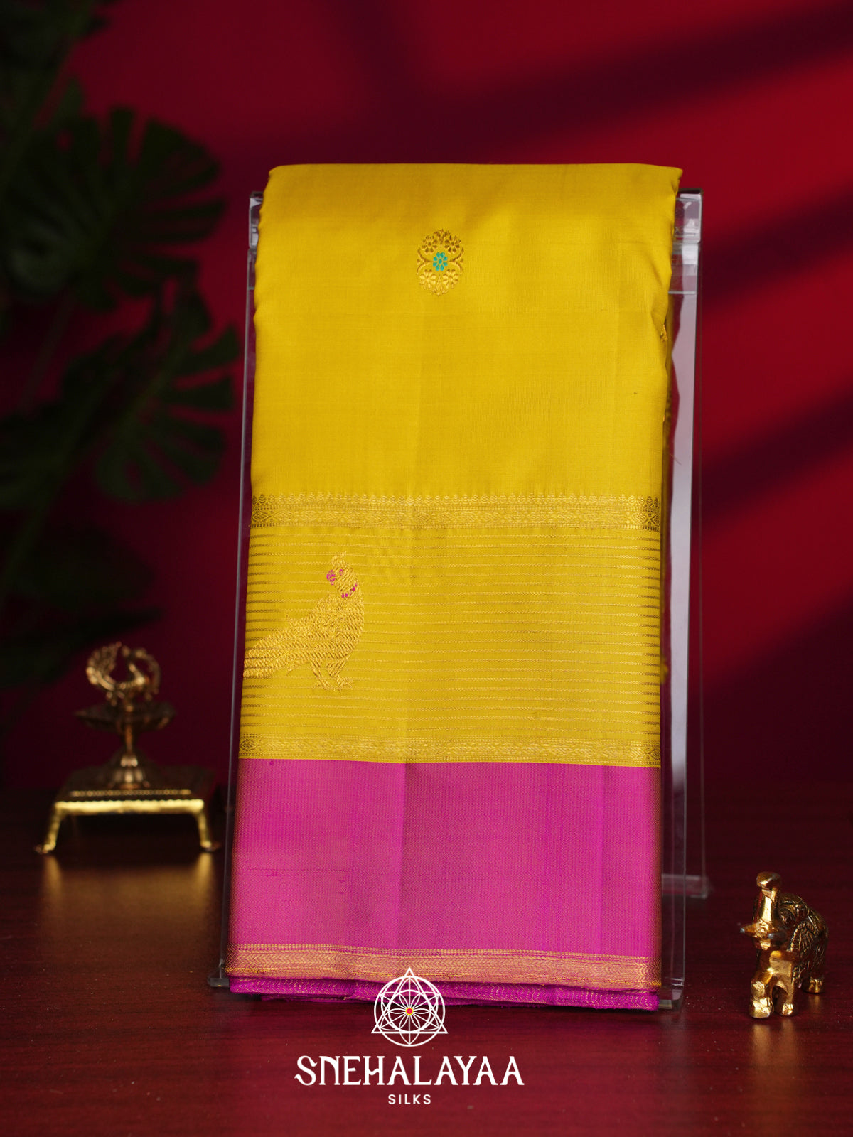 Lemon Yellow Kanjivaram Silk Saree
