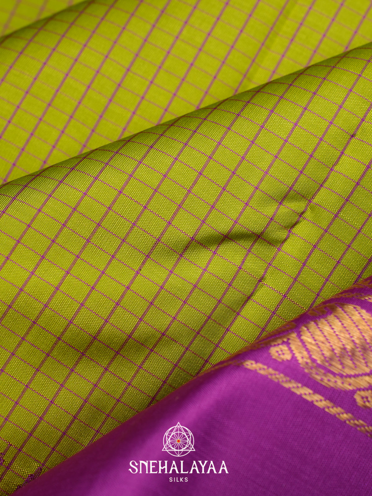 Lime Green Kanjivaram Silk Saree