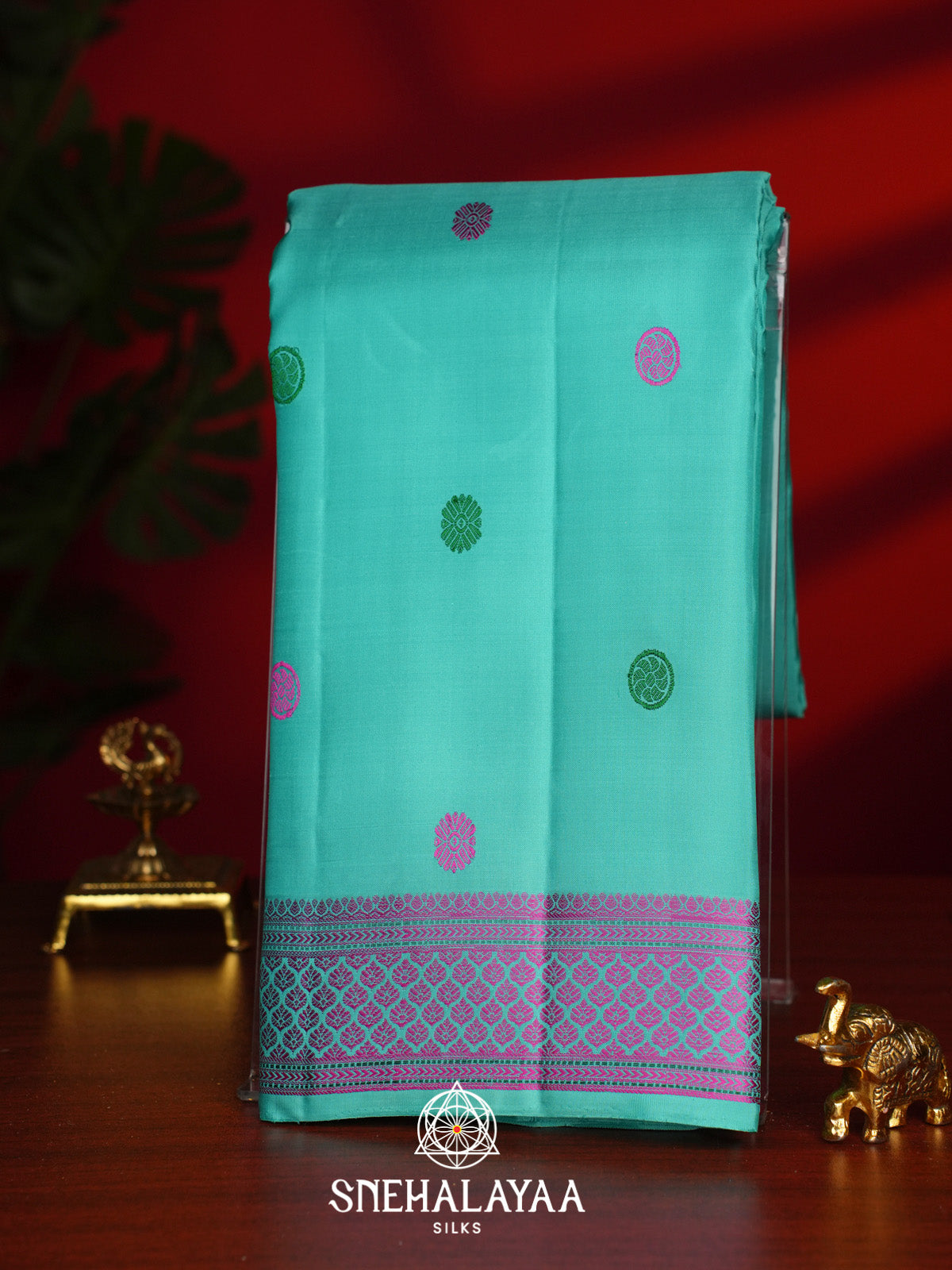 Sea foam Green Kanjivaram Silk Saree