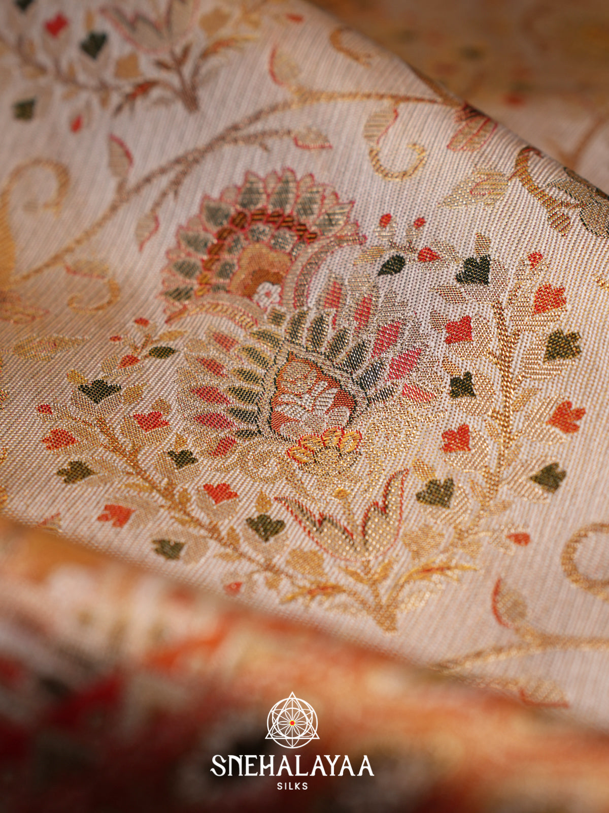 Beige Gold Kanjivaram Silk Saree