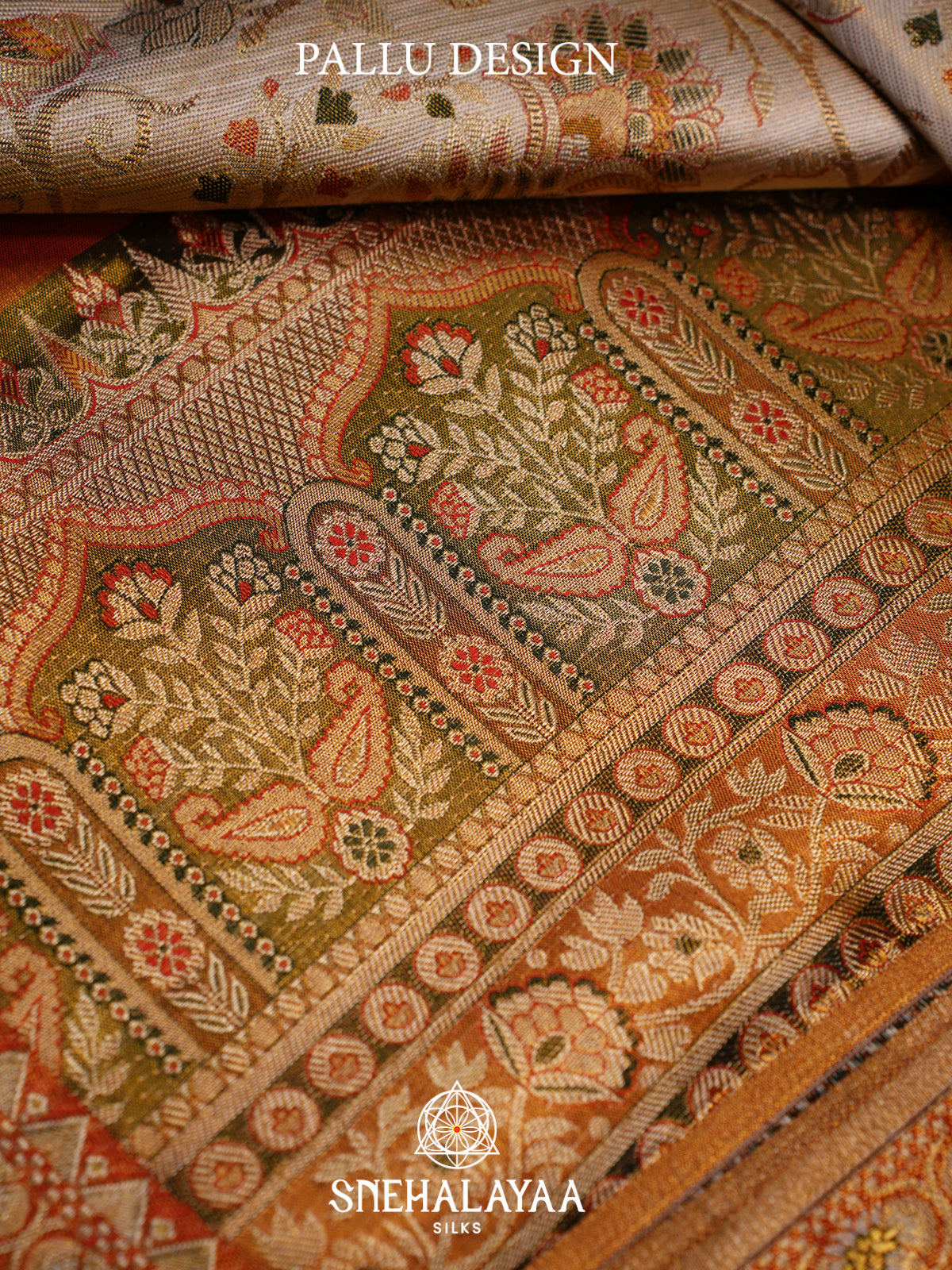 Beige Gold Kanjivaram Silk Saree