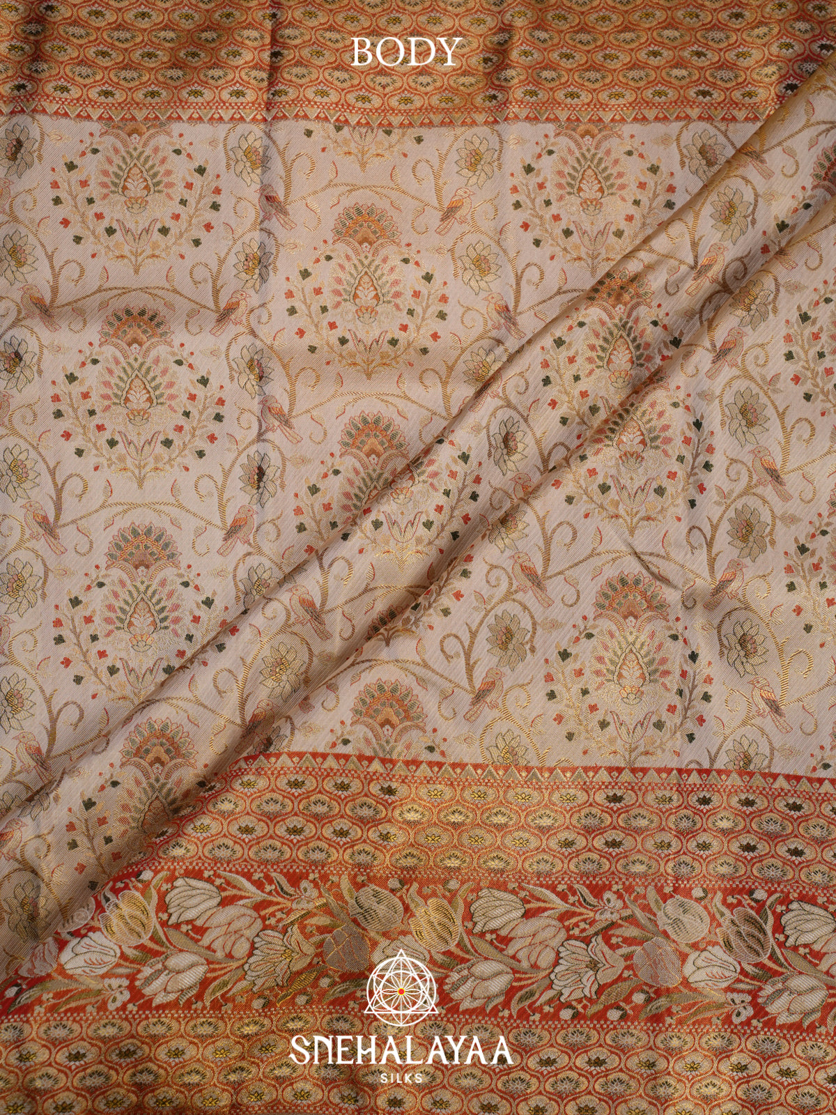 Beige Gold Kanjivaram Silk Saree