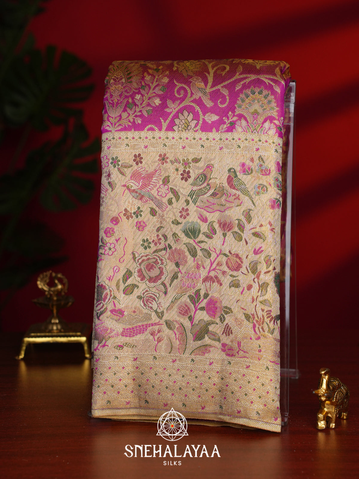 Meganta Pink Kanjivaram Silk Saree