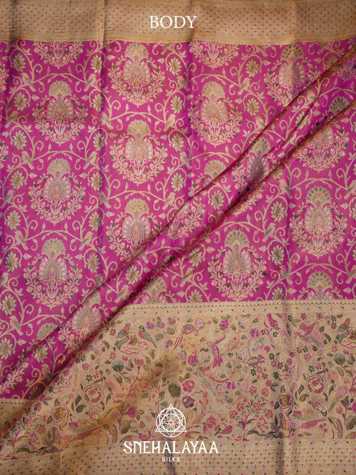 Meganta Pink Kanjivaram Silk Saree