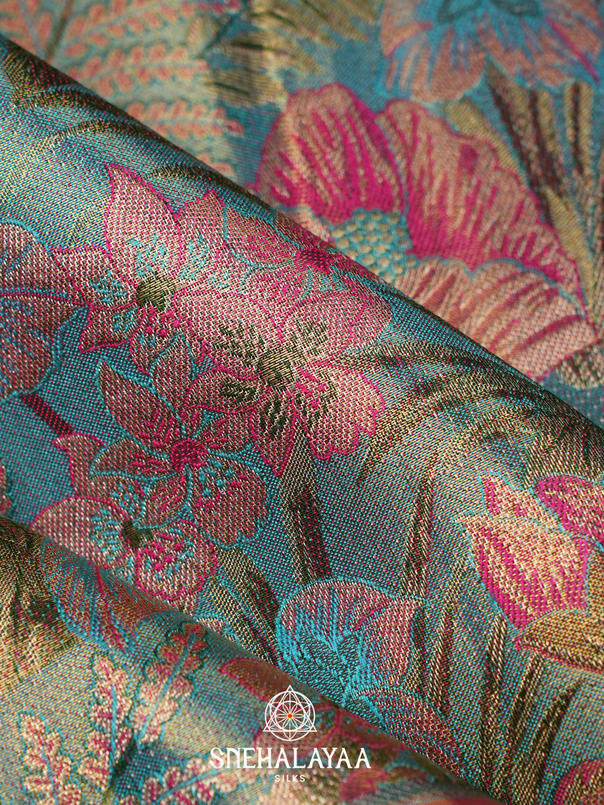 Teal Blue Kanjivaram Silk Saree