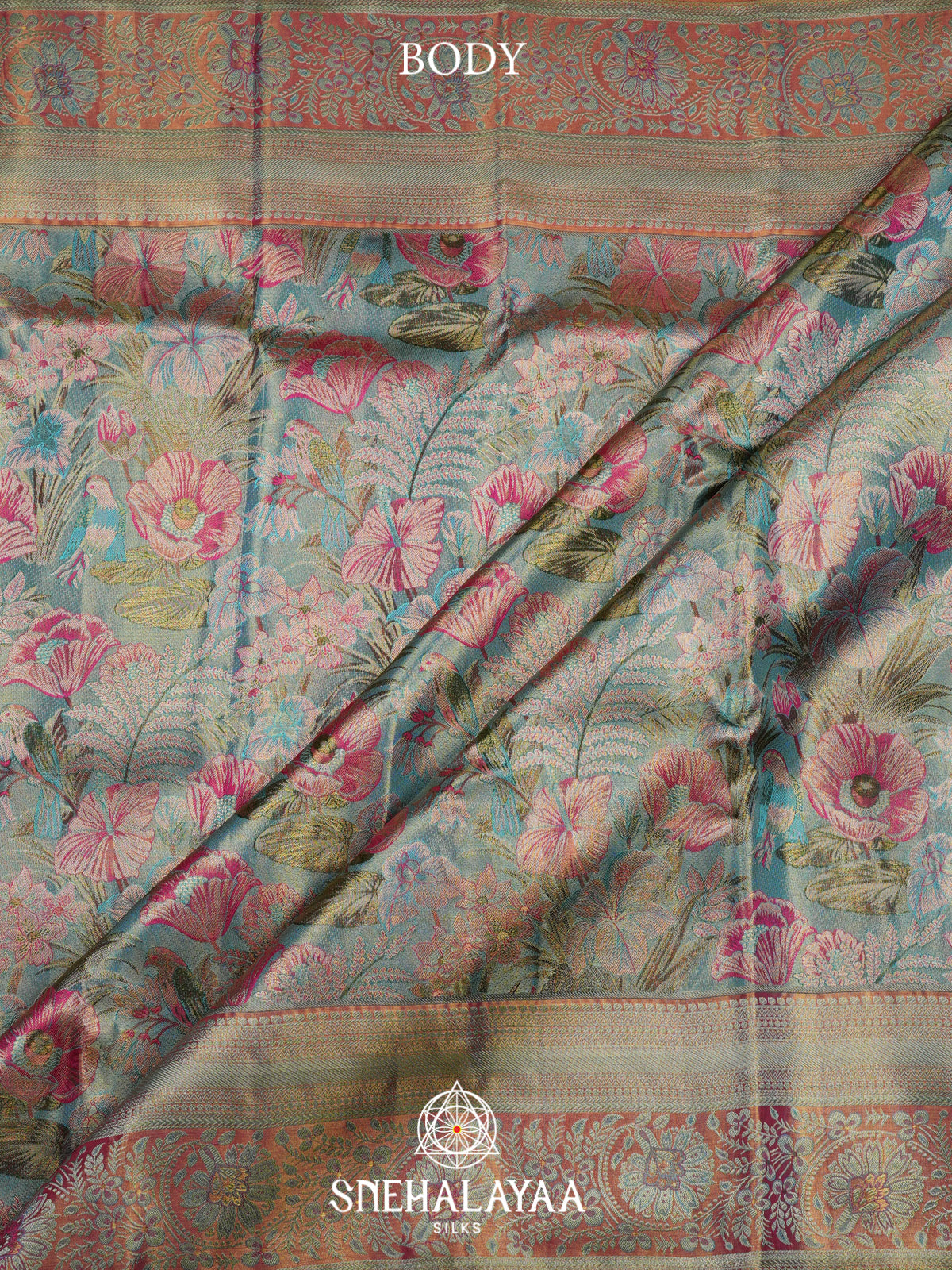 Teal Blue Kanjivaram Silk Saree
