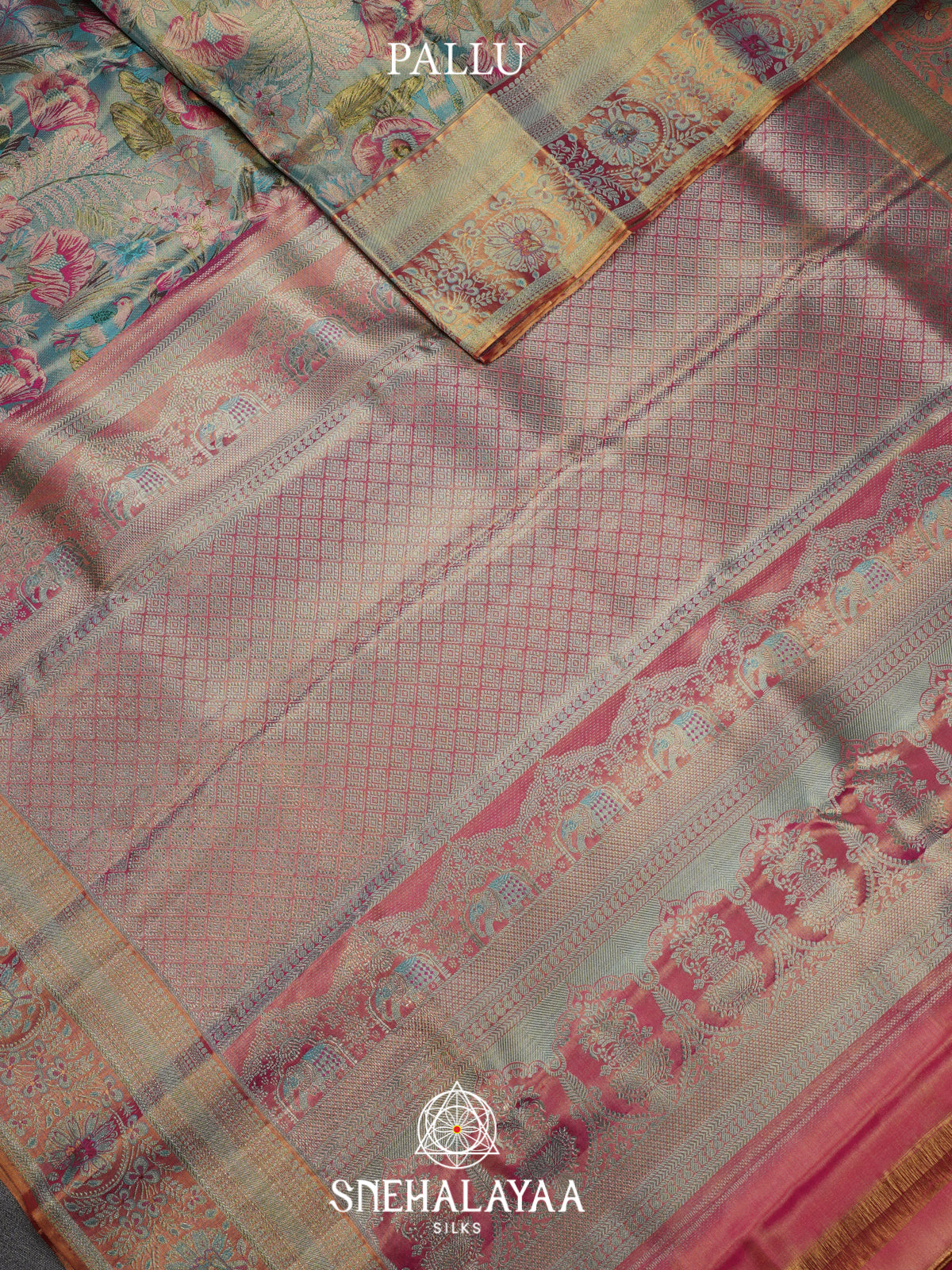 Teal Blue Kanjivaram Silk Saree