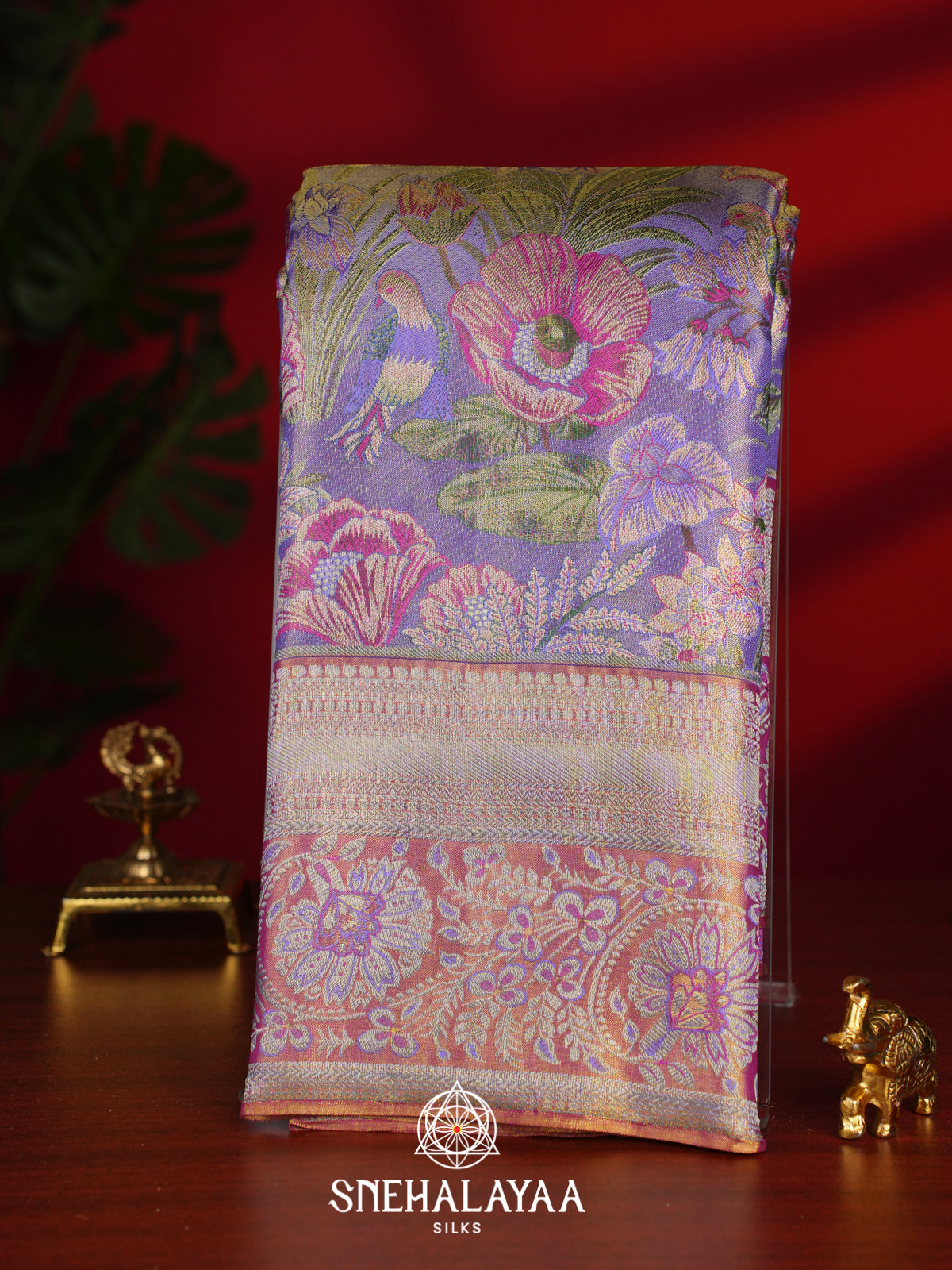 lilac Kanjivaram Silk Saree