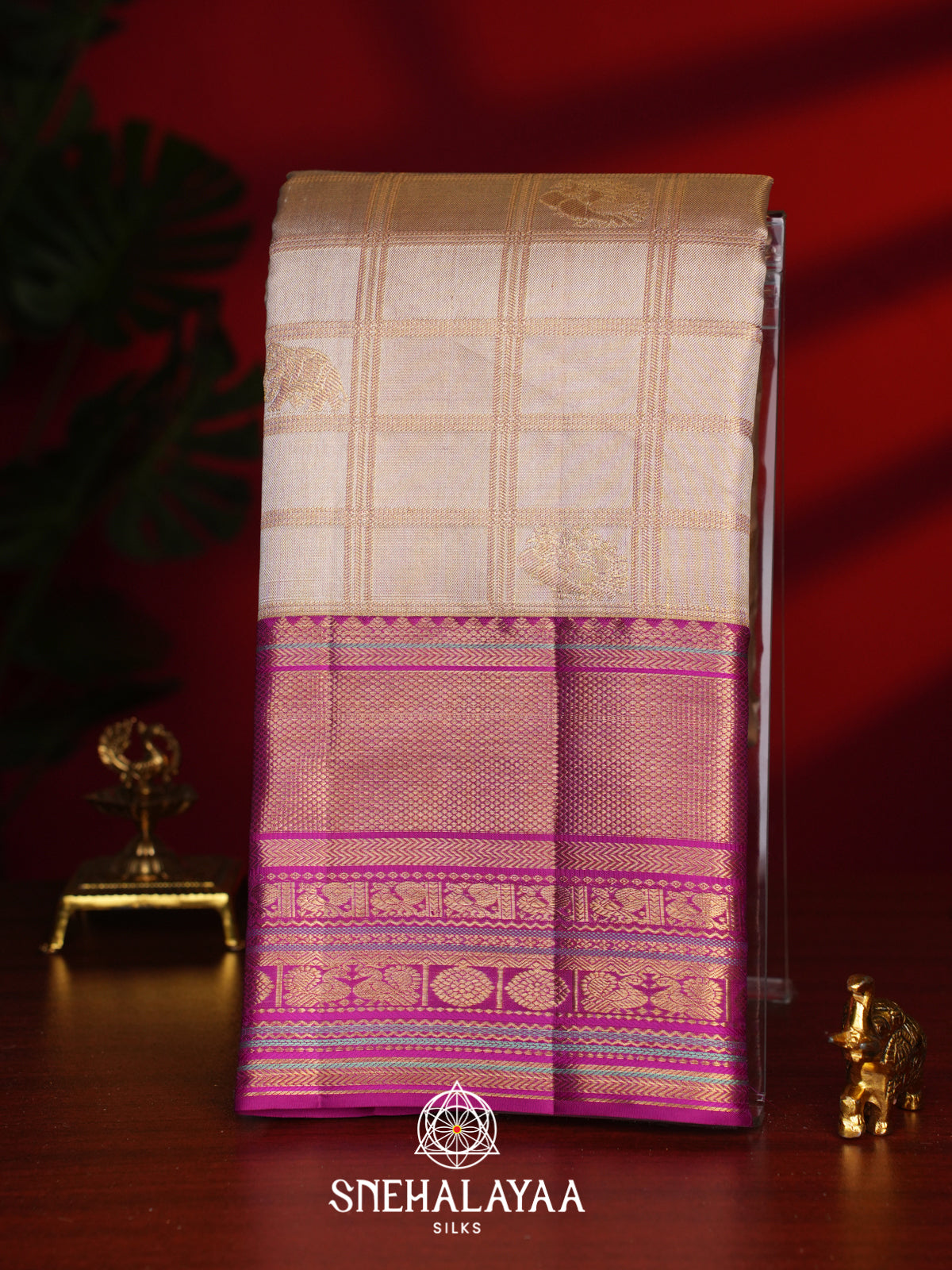 Beige Kanjivaram Silk Saree