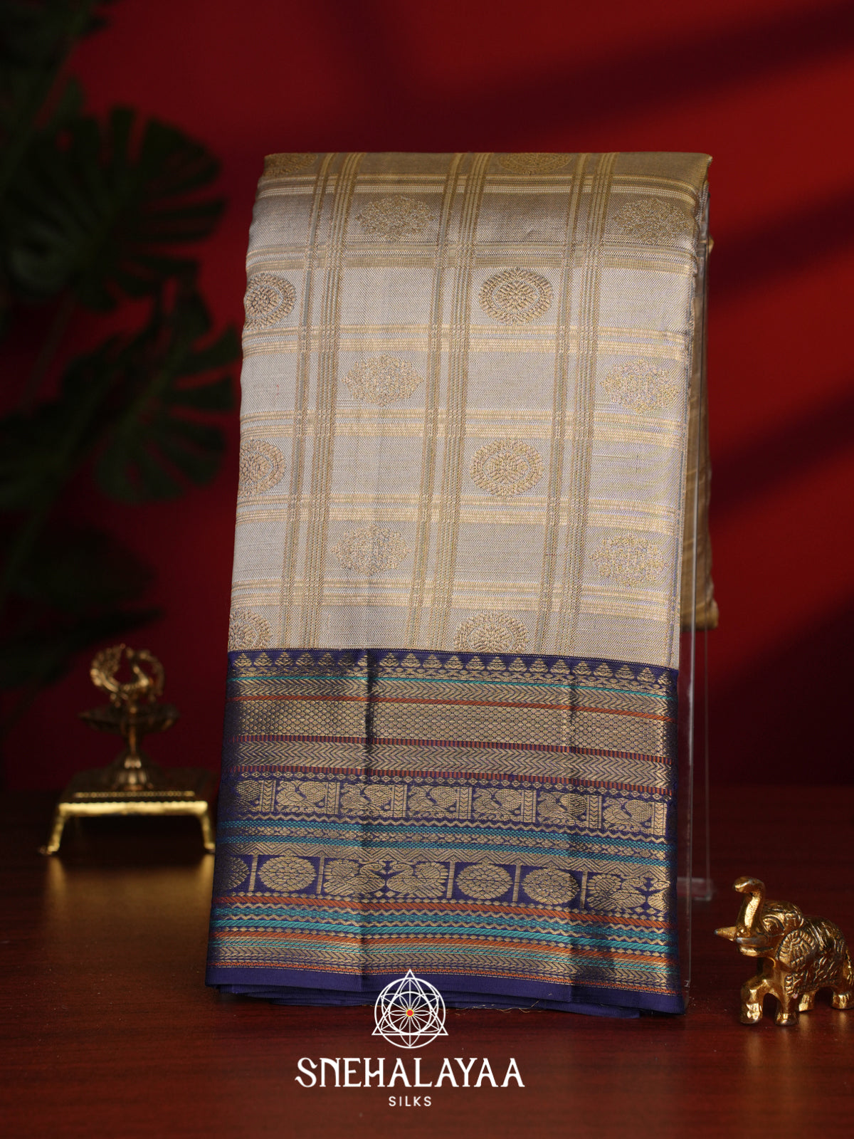 Beige Kanjivaram Silk Saree