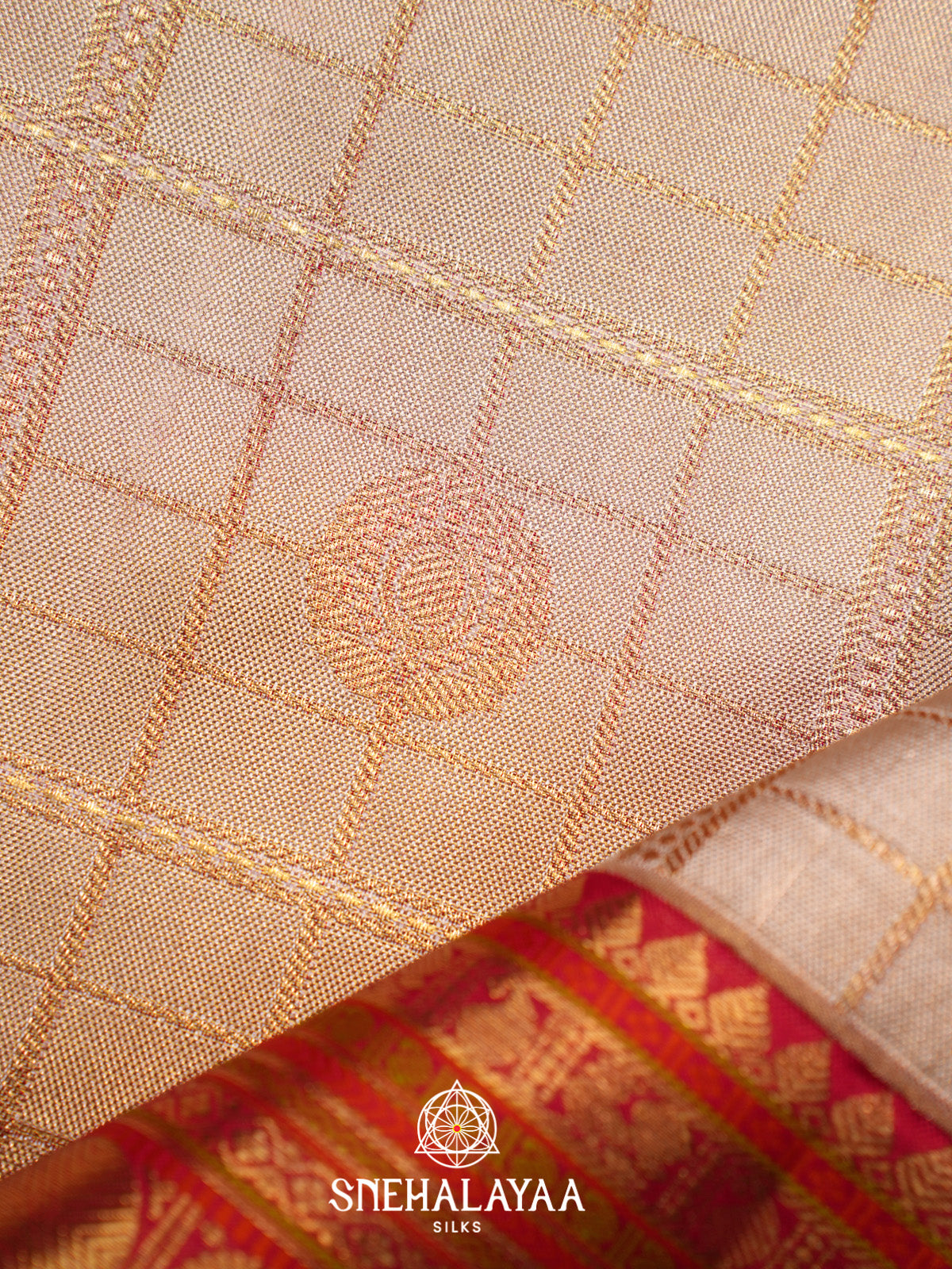 Cream Kanjivaram Silk Saree