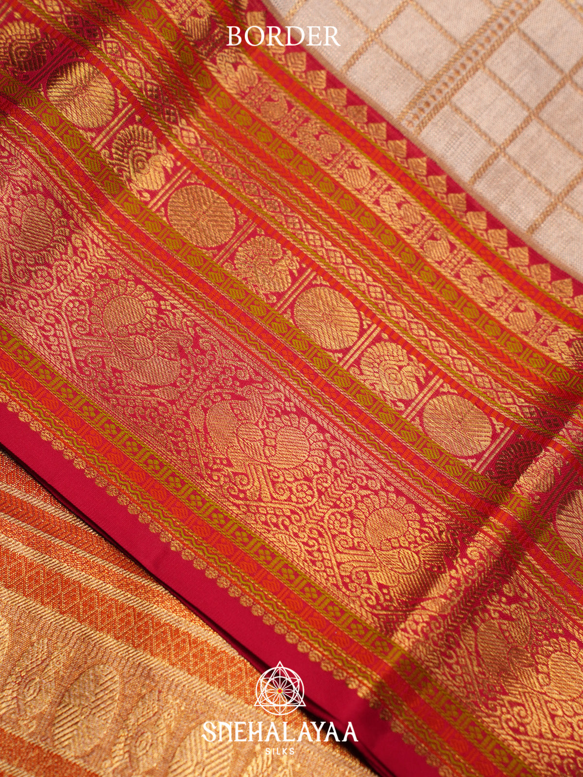 Cream Kanjivaram Silk Saree