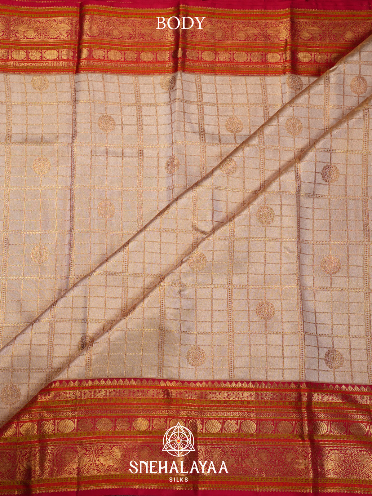 Cream Kanjivaram Silk Saree