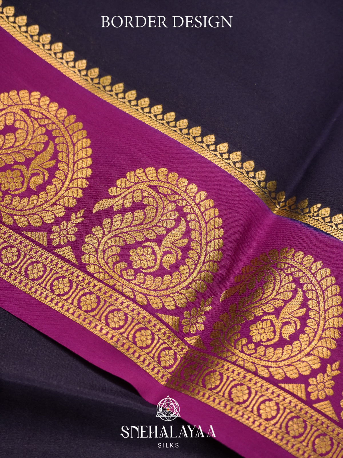 Aubergine Purple Mysore Crepe  Silk Saree