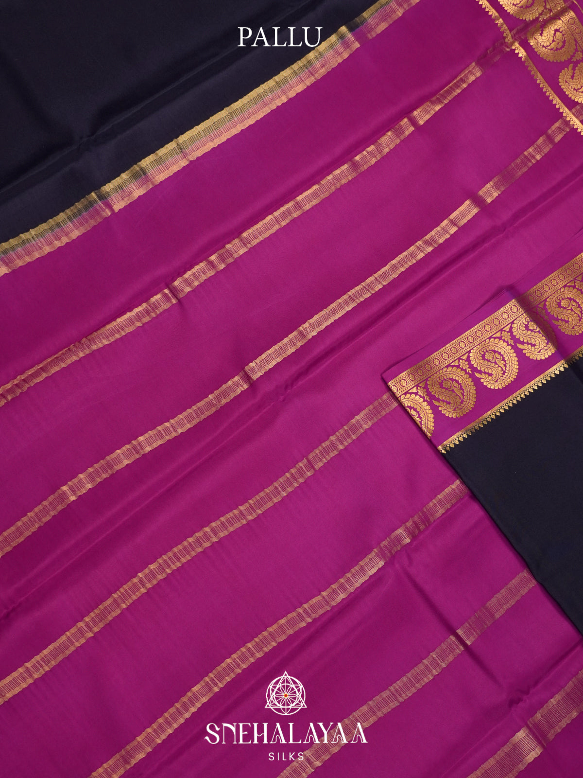 Aubergine Purple Mysore Crepe  Silk Saree