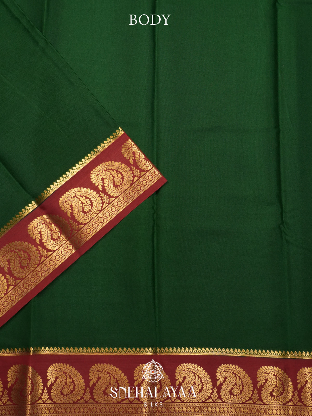 Forest Green Mysore Crepe  Silk Saree