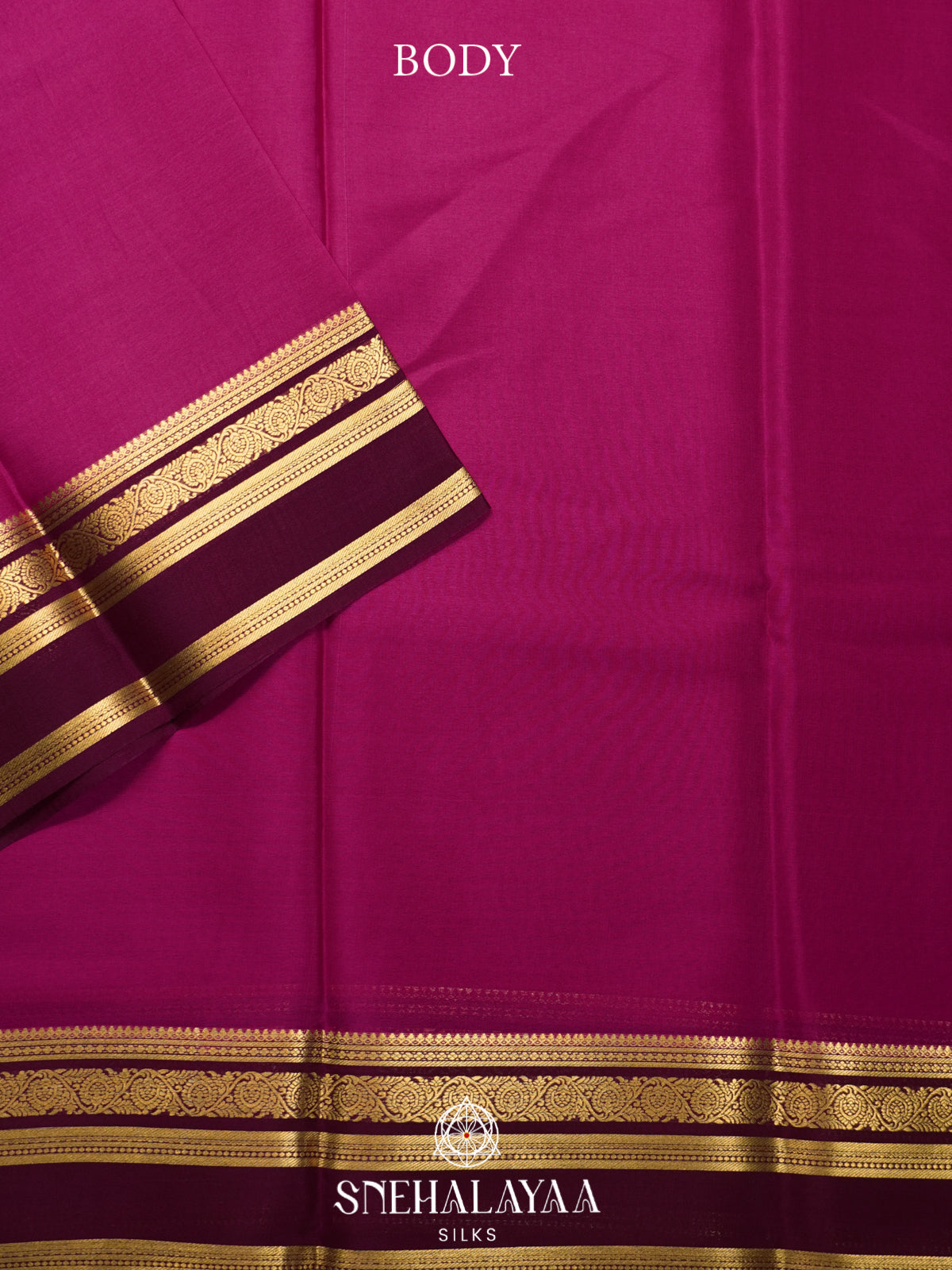 Magenta Pink Mysore Crepe  Silk Saree