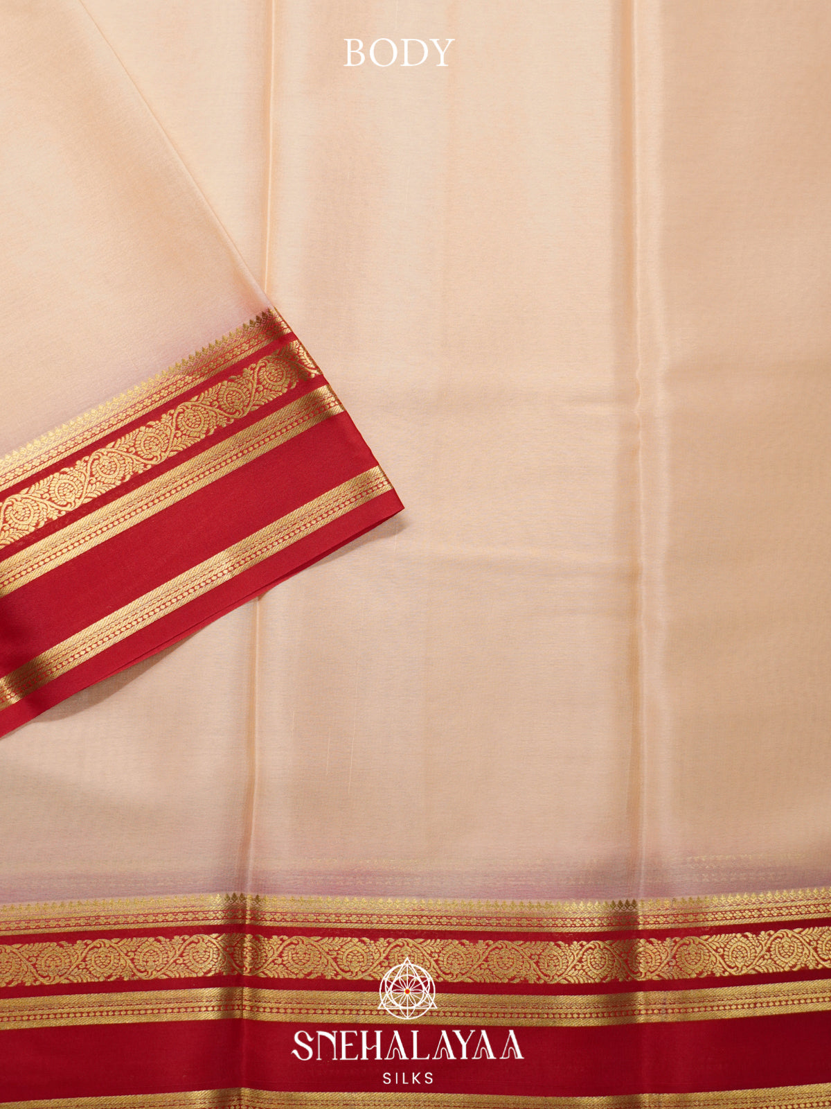 Cream Mysore Crepe  Silk Saree