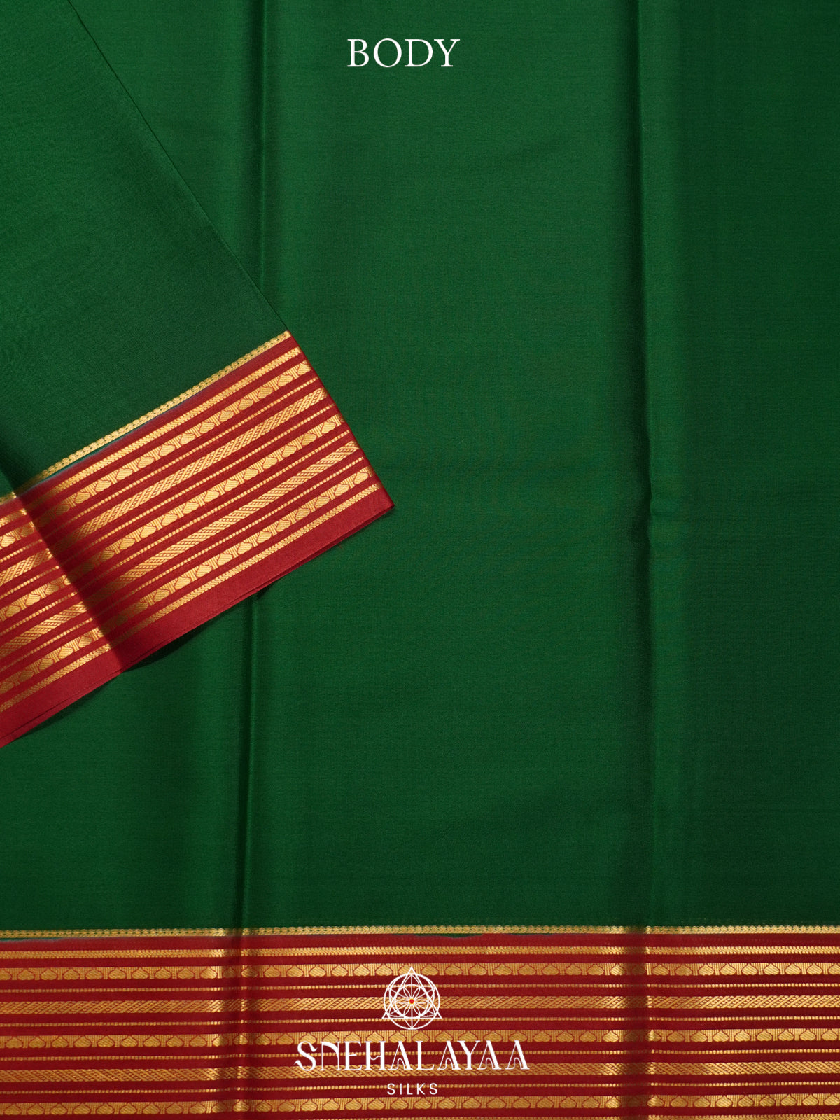 Emerald Green Mysore Crepe  Silk Saree