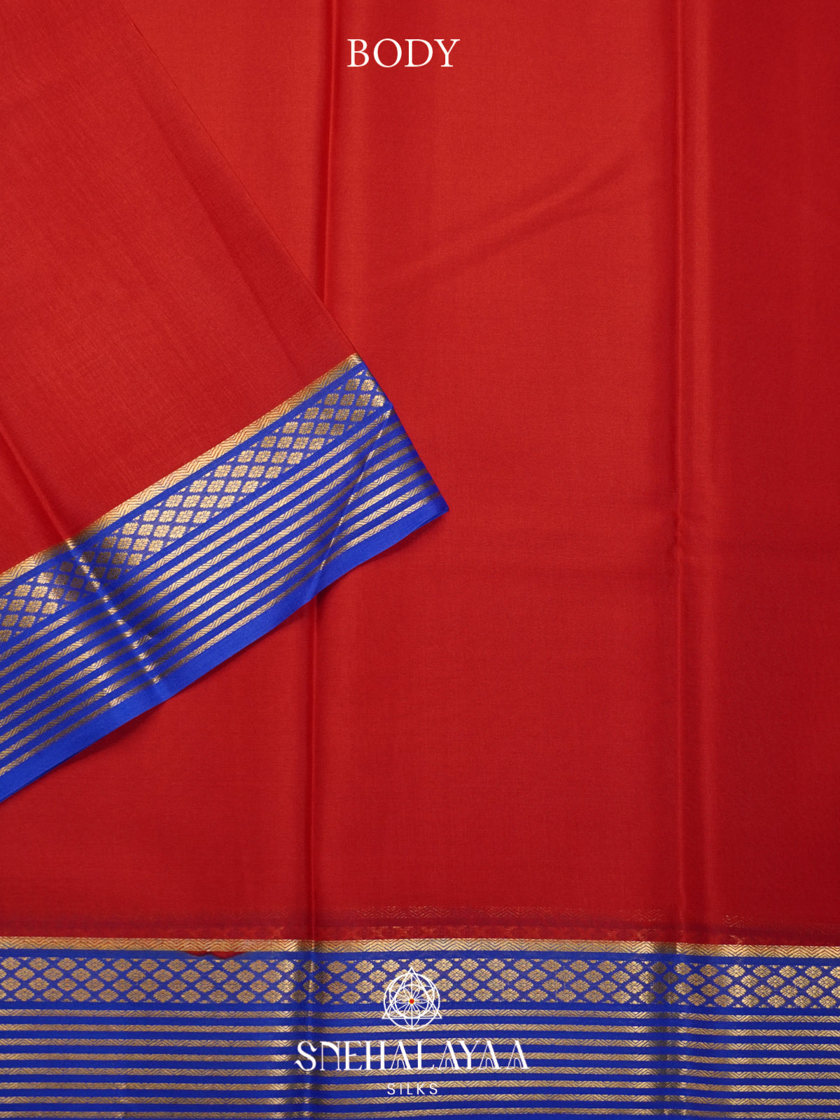 Red Mysore Crepe  Silk Saree